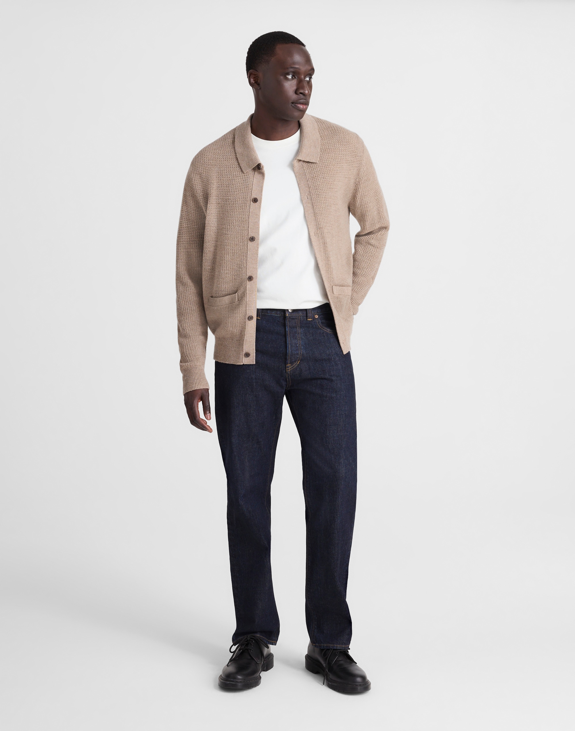 Merino Wool Collared Cardigan Alternate Image 1