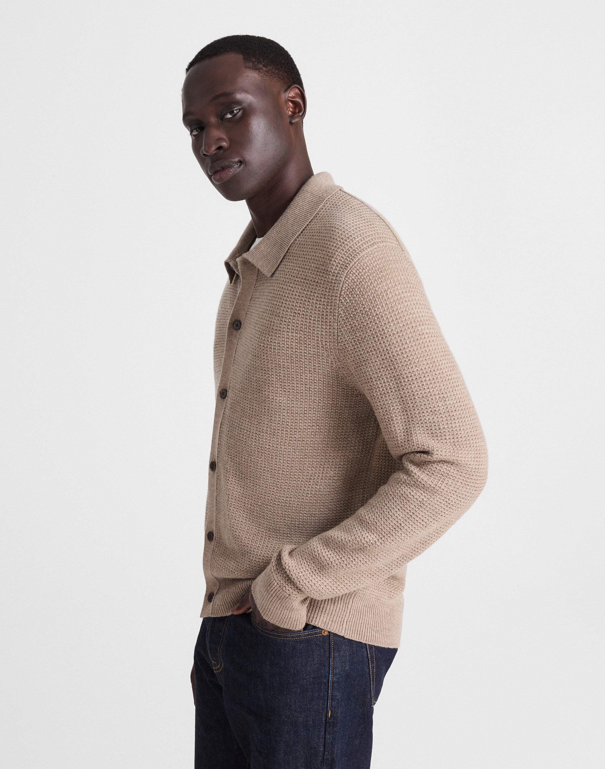 Merino Wool Collared Cardigan Alternate Image 3