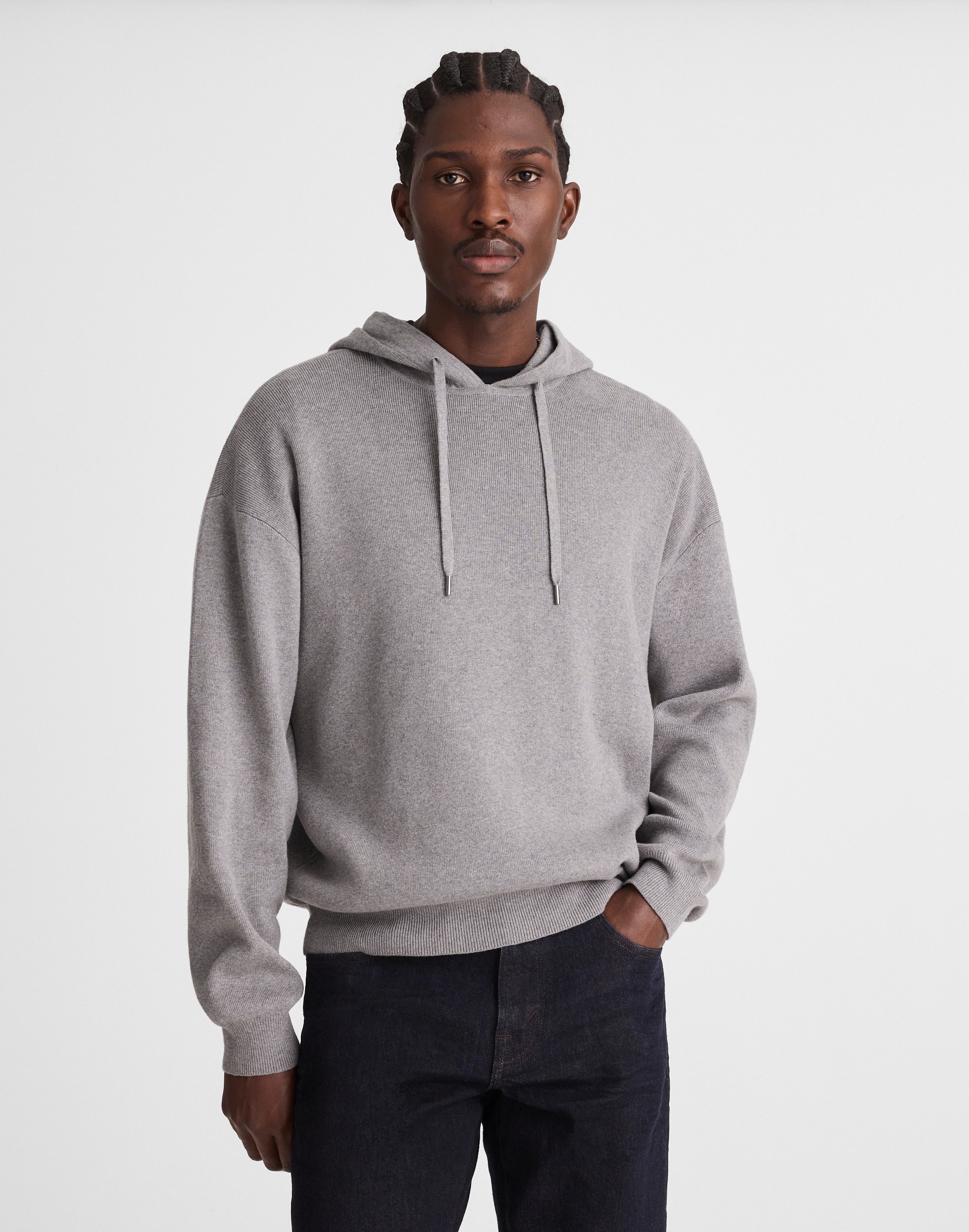 Madewell Knit Hoodie In Gray