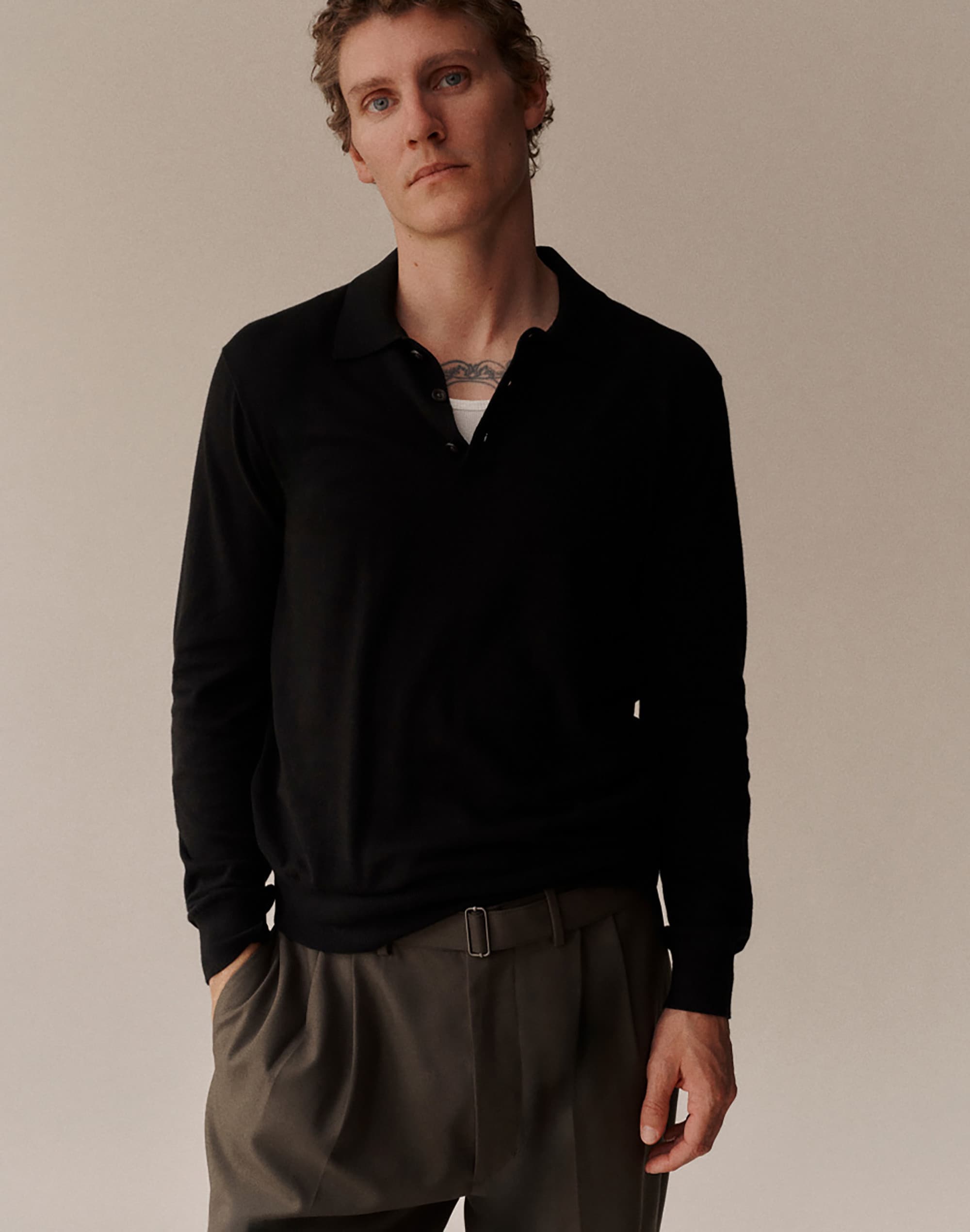 Long-Sleeve Sweater Polo