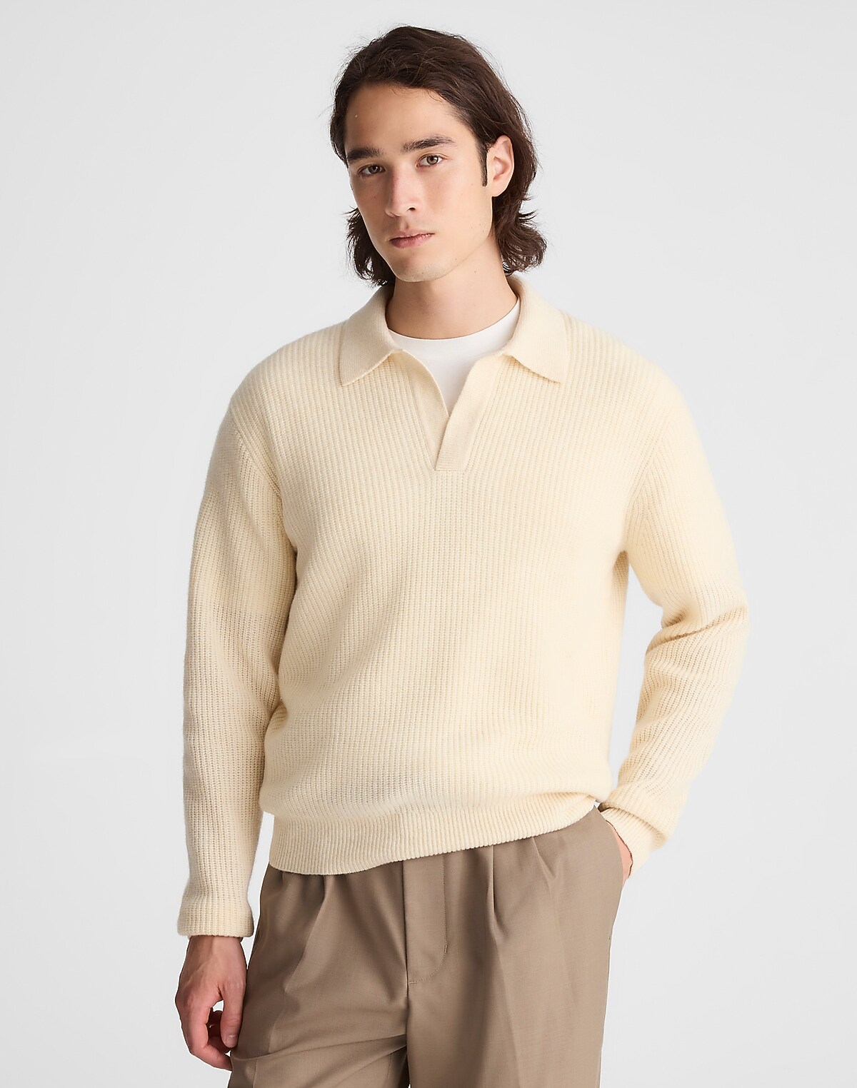 Johnny-Collar Sweater Polo in Heritage Merino Wool