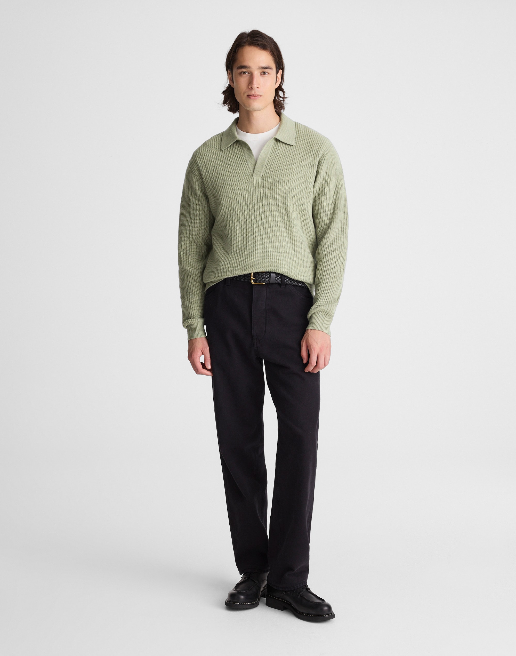 Johnny-Collar Sweater Polo in Heritage Merino Wool