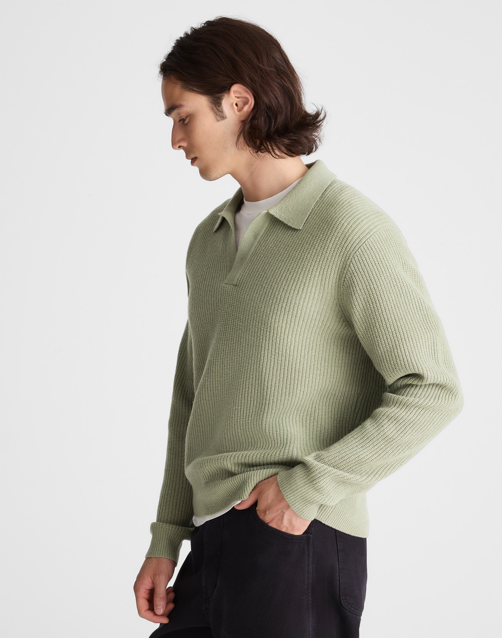 Johnny-Collar Sweater Polo in Heritage Merino Wool