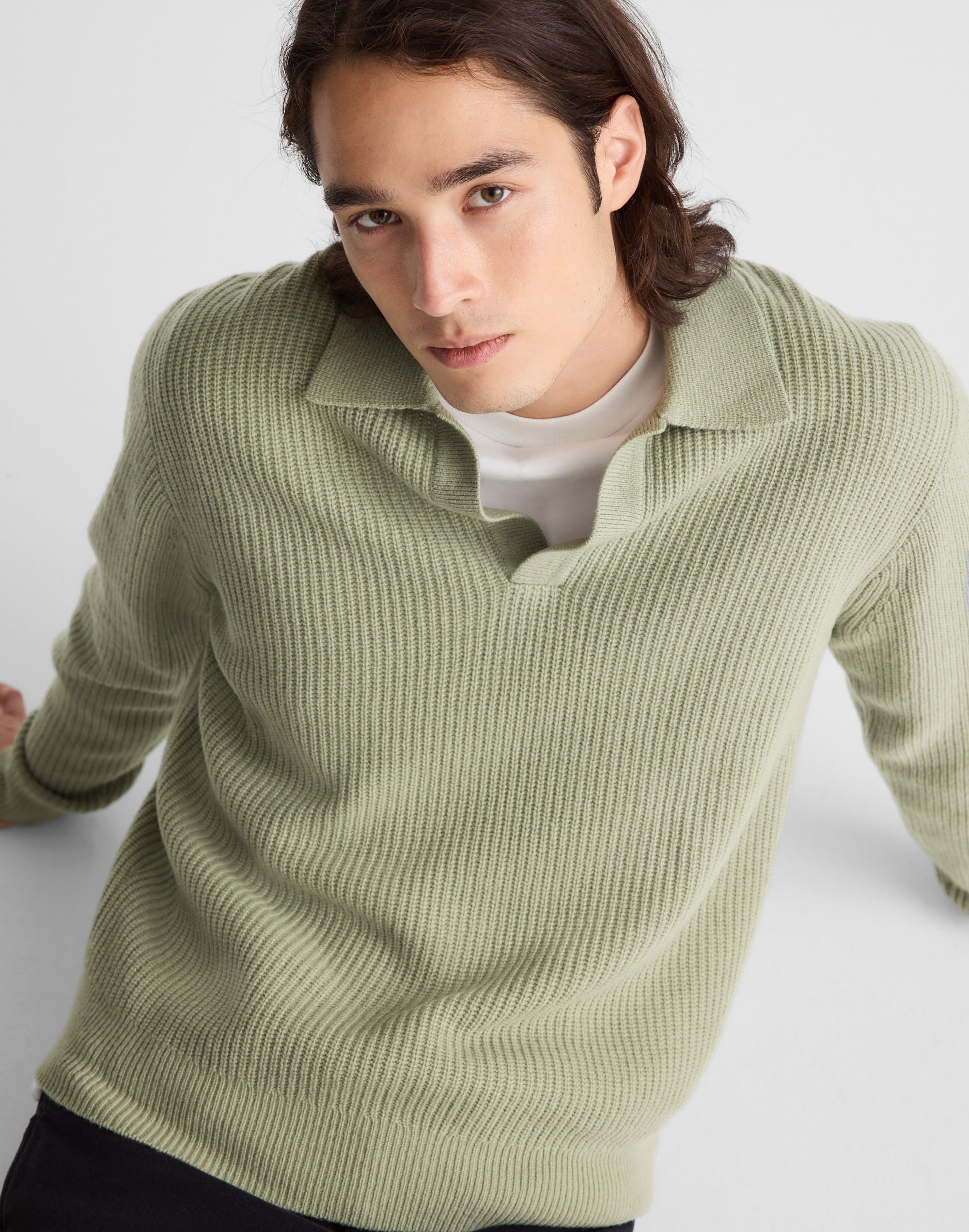 Johnny-Collar Sweater Polo in Heritage Merino Wool