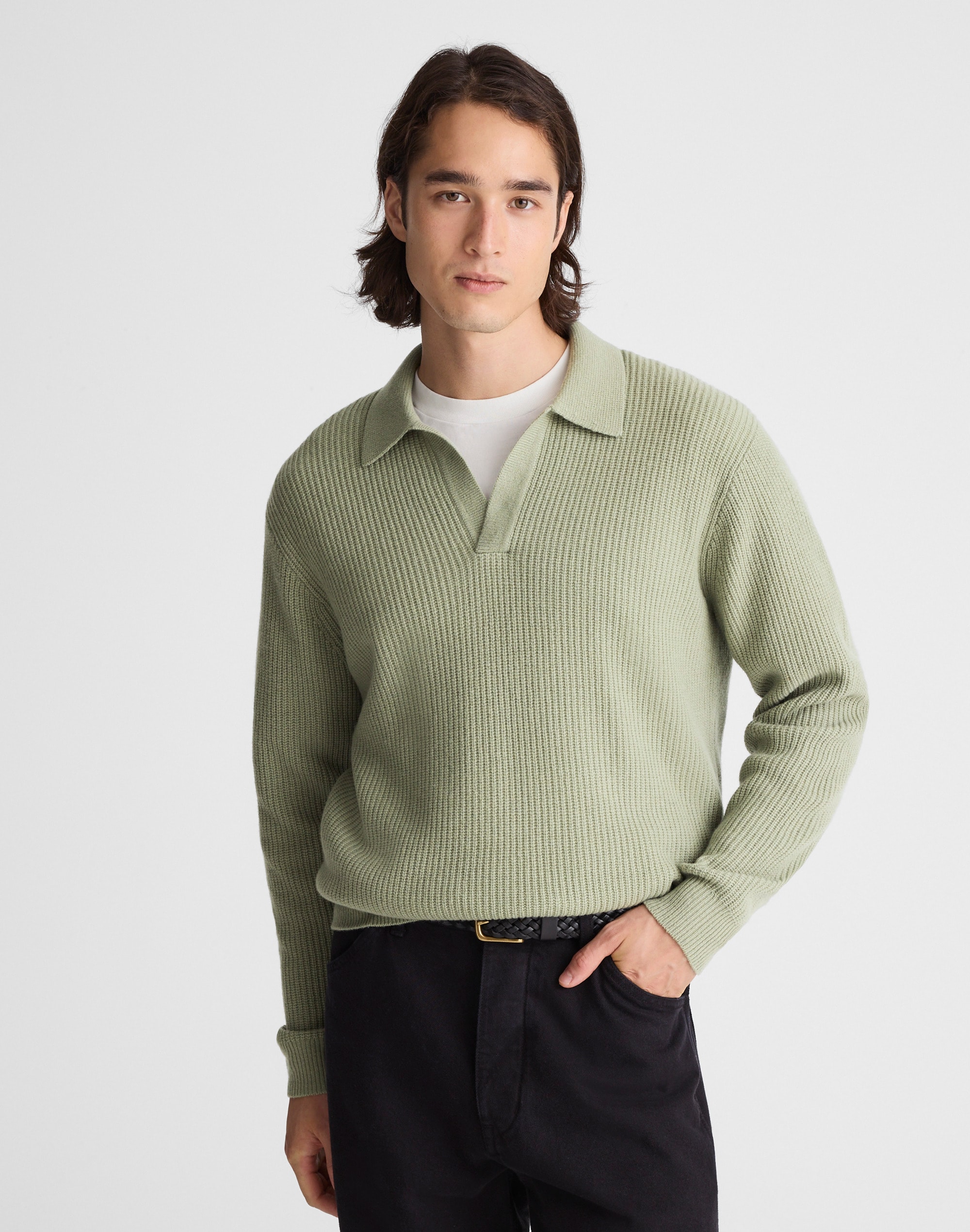 Johnny-Collar Sweater Polo in Heritage Merino Wool
