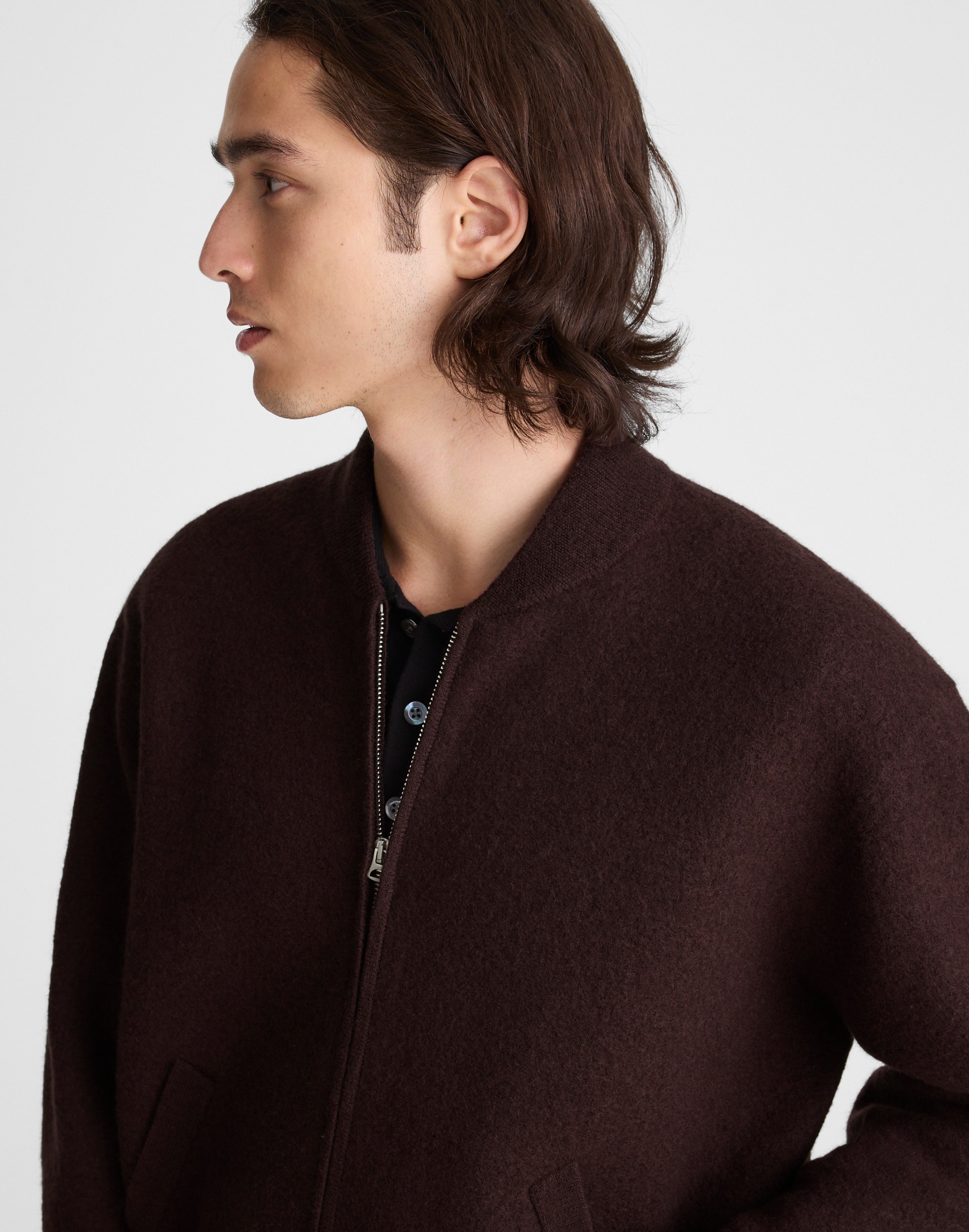 Boiled Wool Baseball Jacket