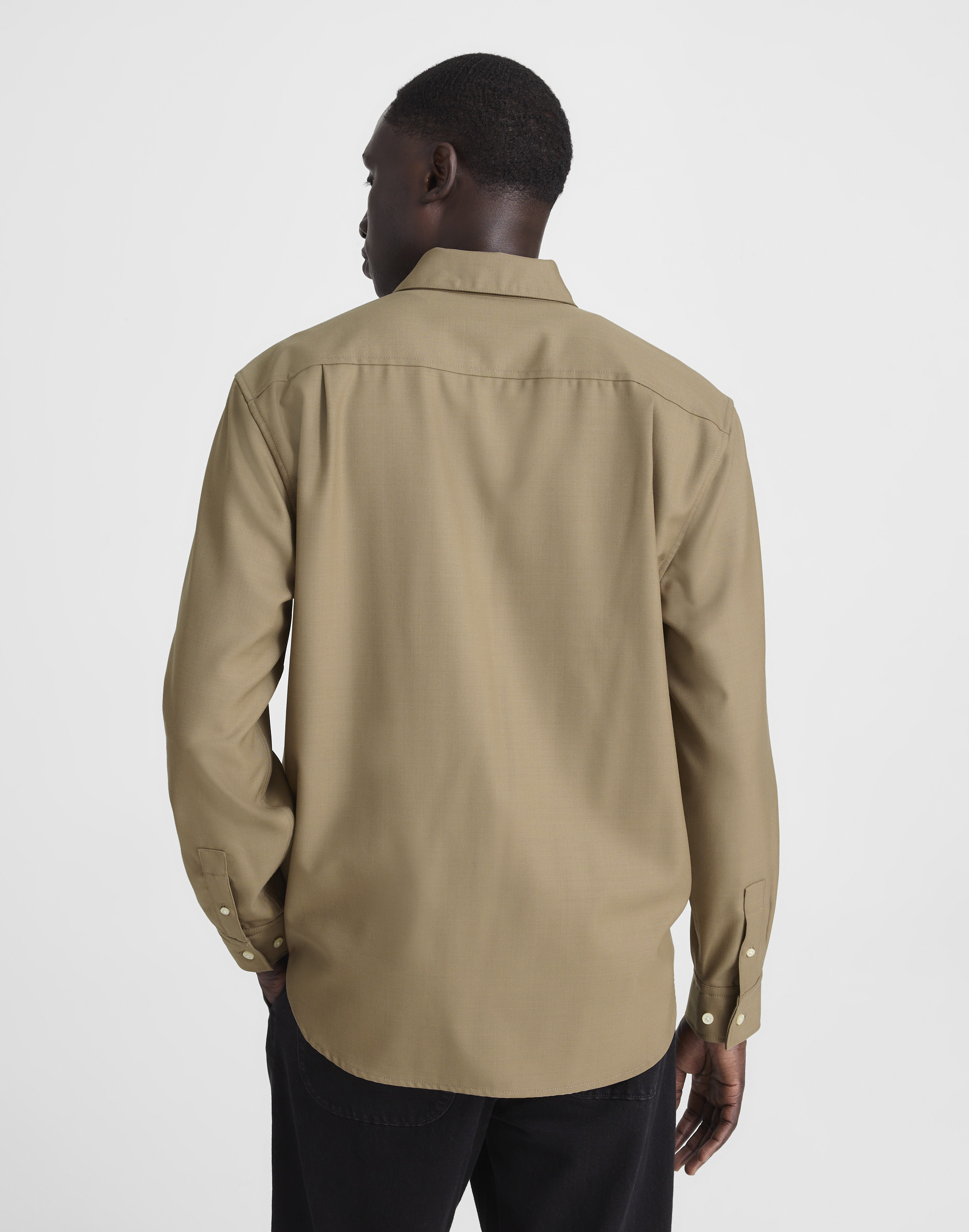 Twill Button-Up Shirt in Wool Blend