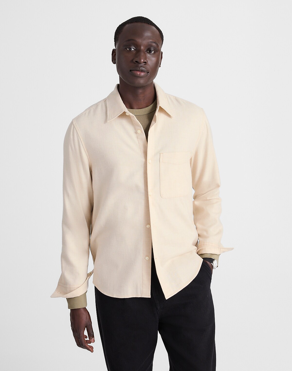 Lightweight Flannel Button-Up Shirt