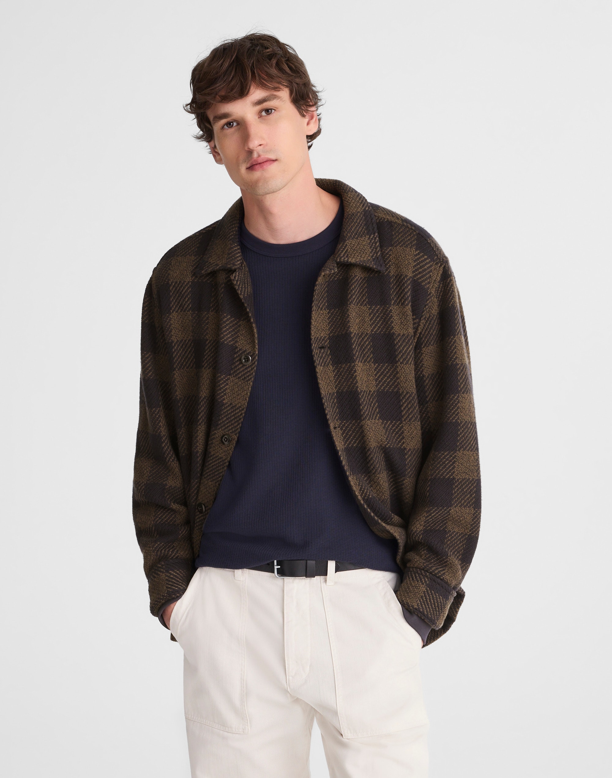 Twill Shirt-Jacket in Broken Plaid