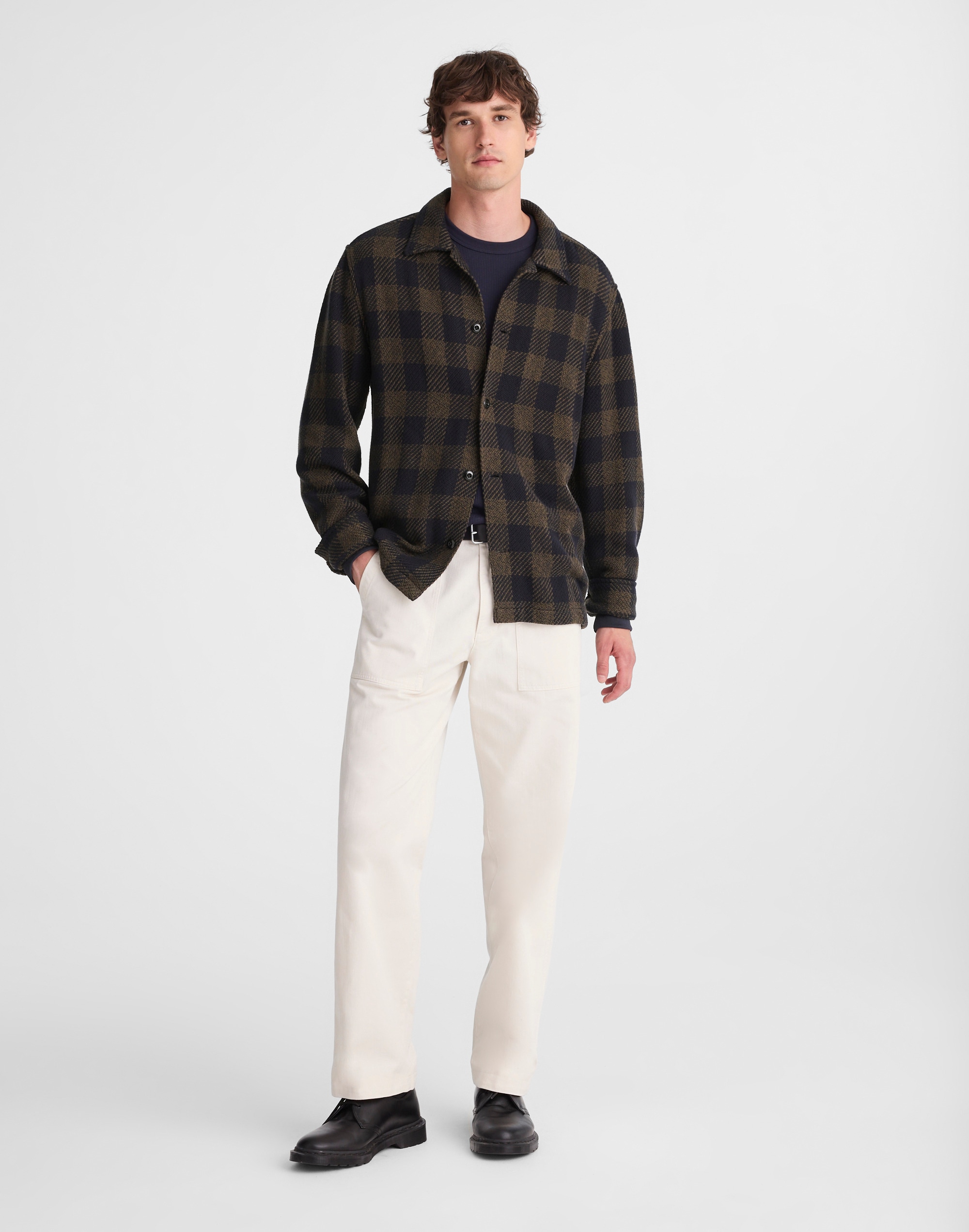 Twill Shirt-Jacket in Broken Plaid