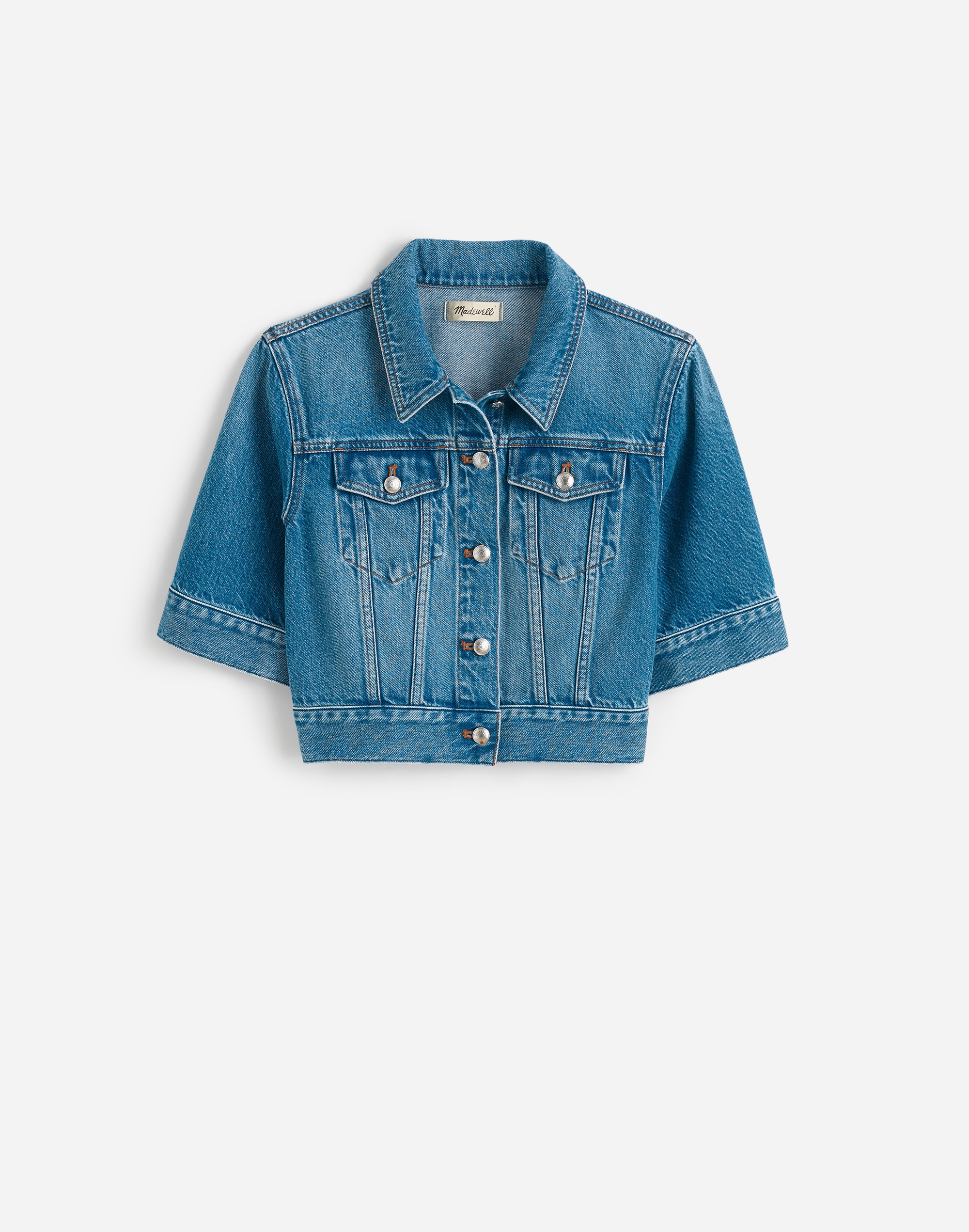 Shrunken Denim Trucker Jacket in Hazeldell Wash Alternate Image 6