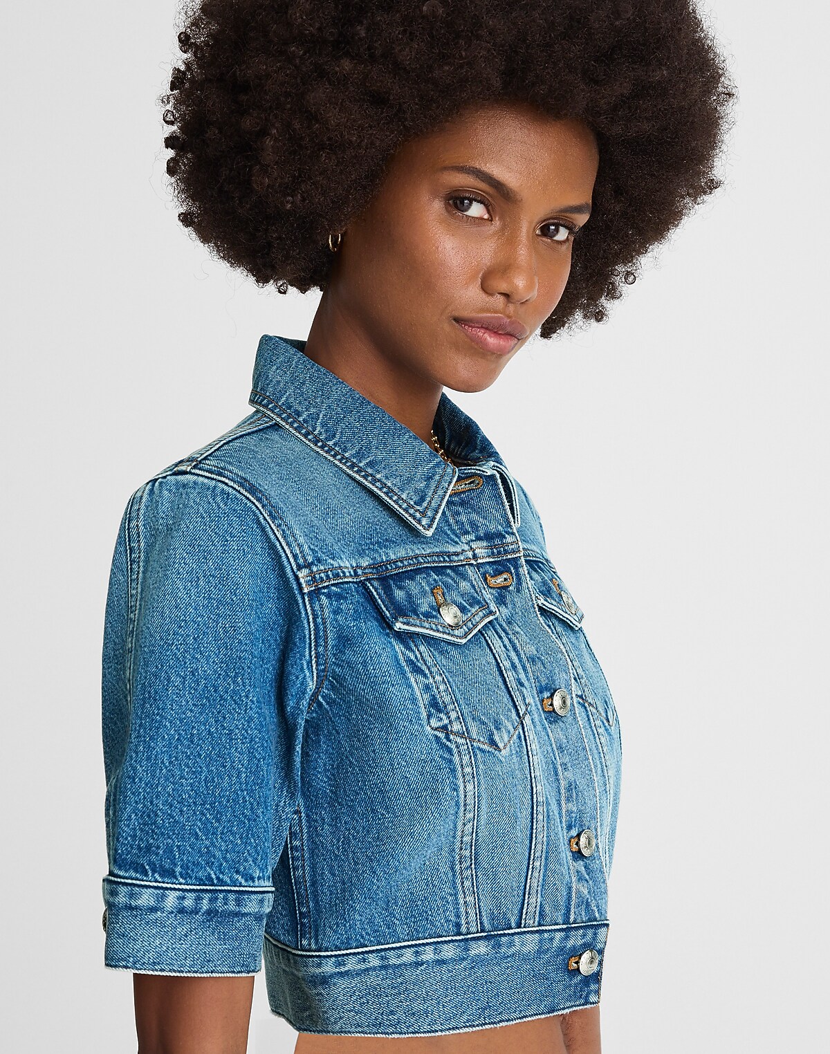 Shrunken Denim Trucker Jacket in Hazeldell Wash