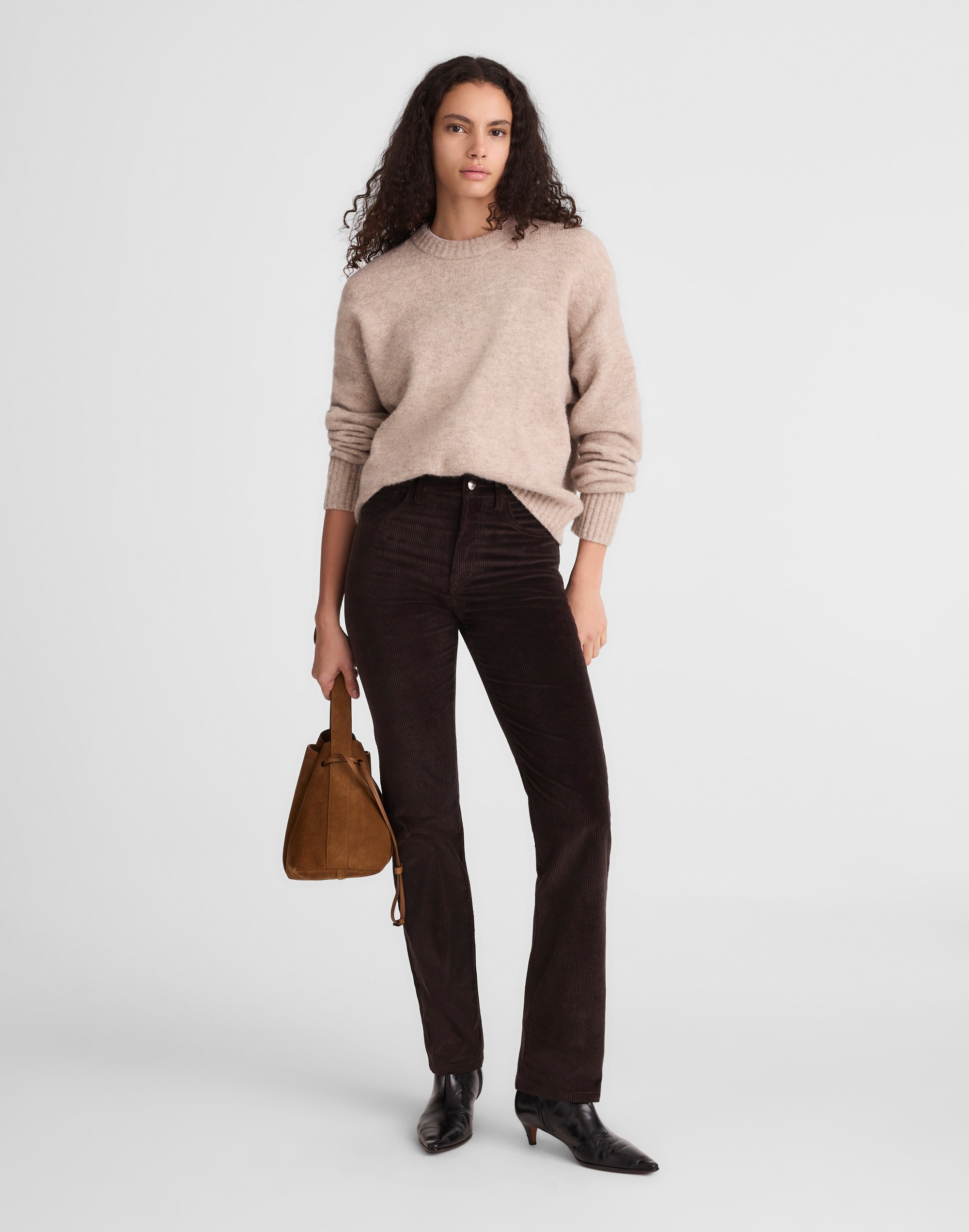 the petite longline straight pant in corduroy