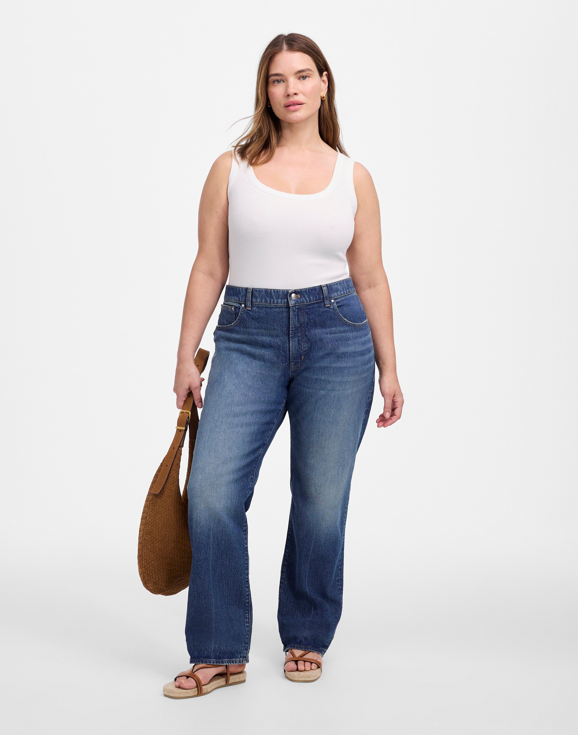 the plus curvy longline straight jean in greendale wash
