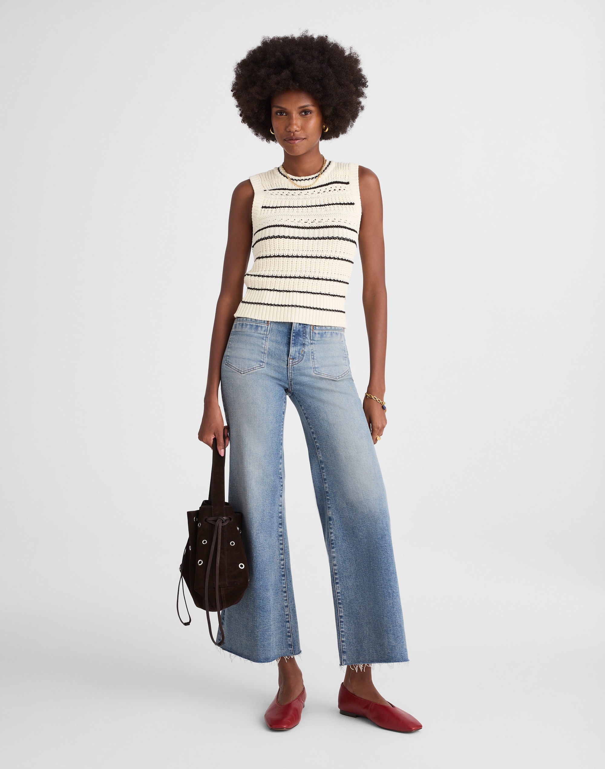 Striped Sweater Vest in 100% Cotton