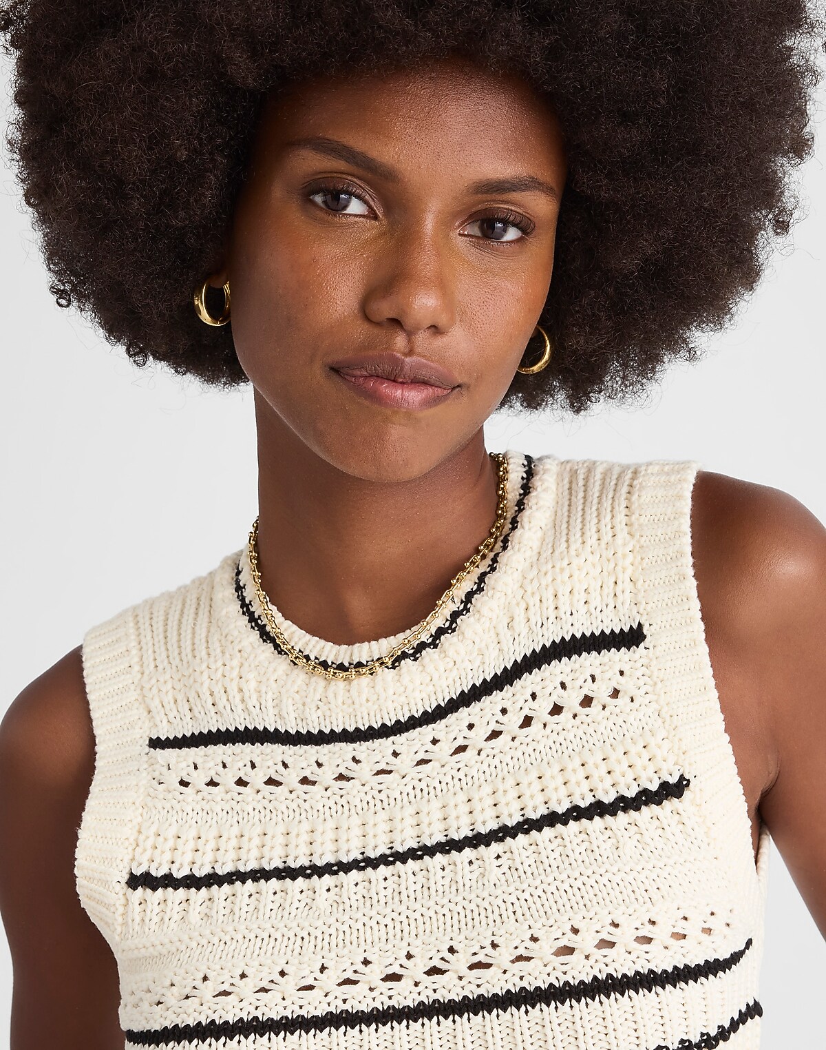 Striped Sweater Vest in 100% Cotton