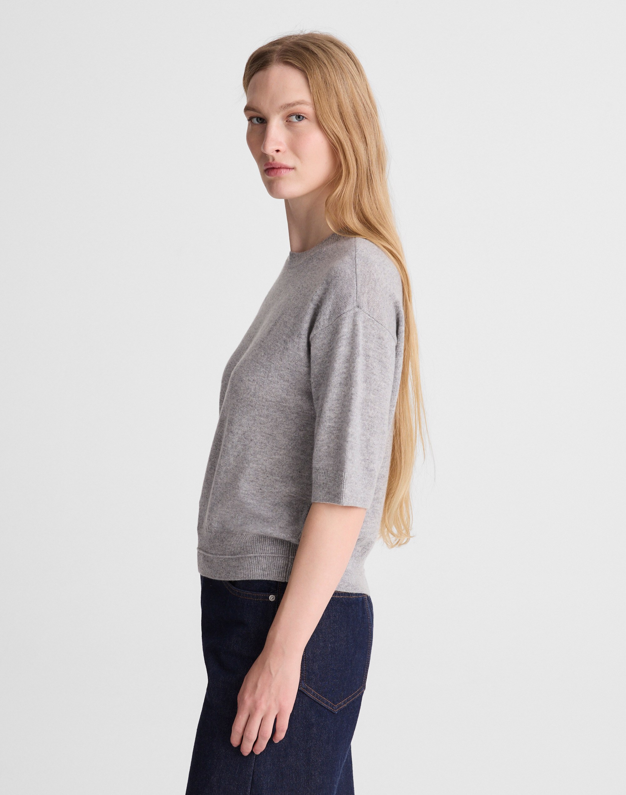 Relaxed Sweater Tee in 100% Cashmere