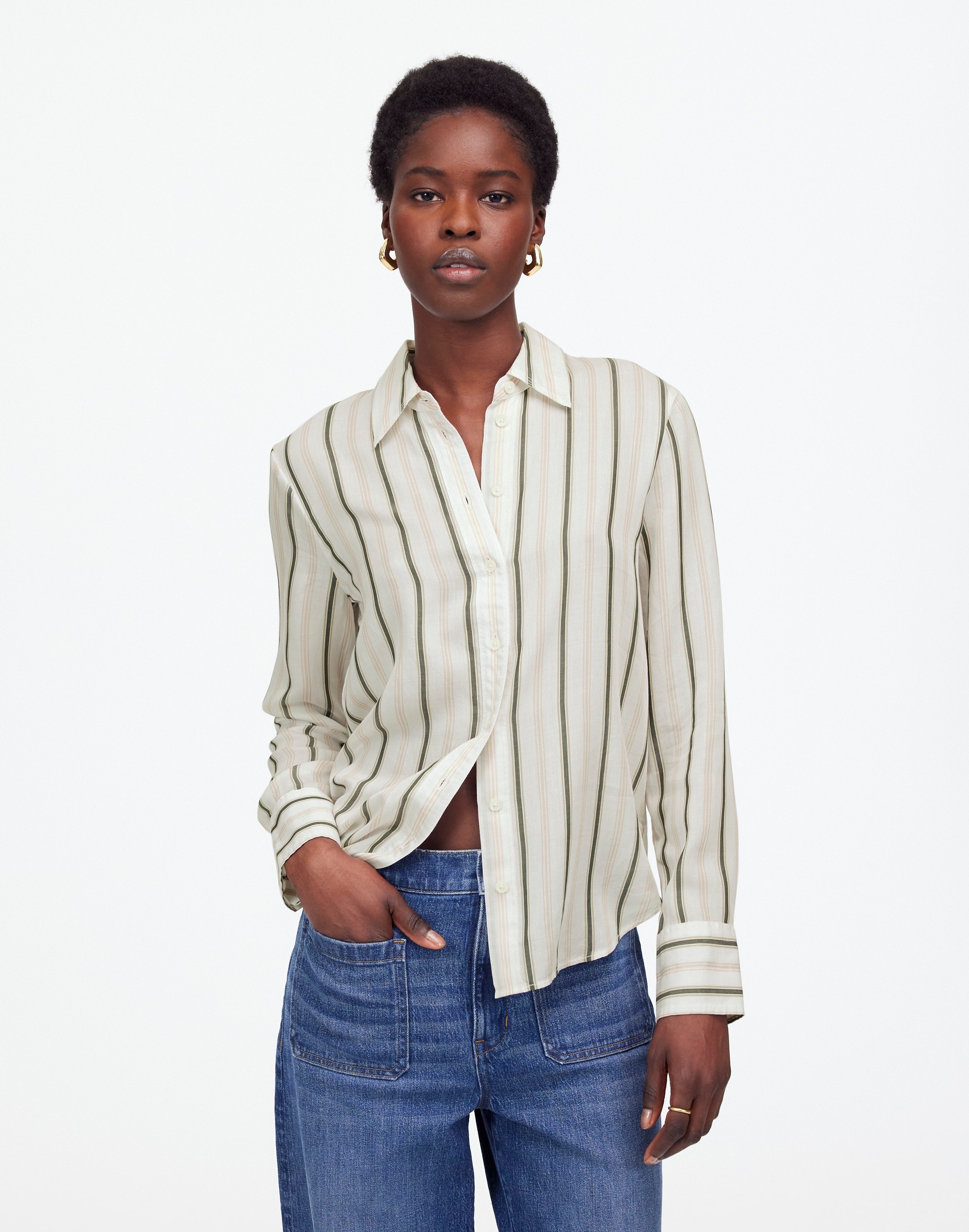 striped button-up shirt