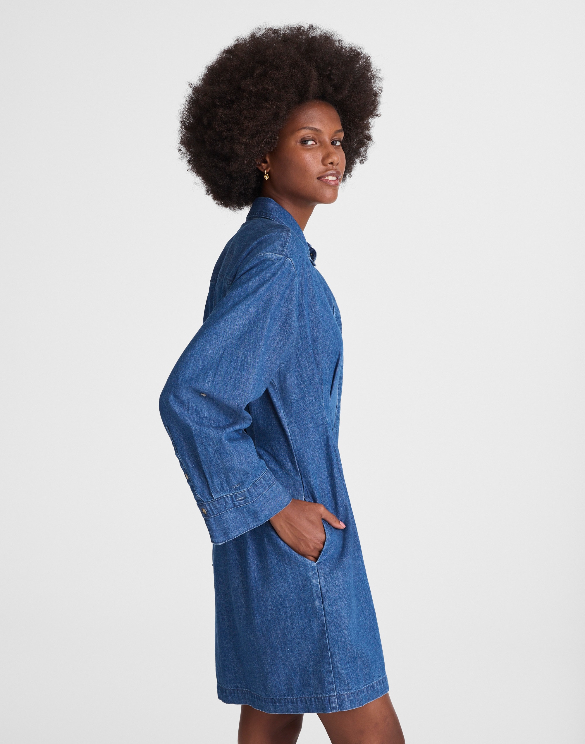 Denim Pleated Mini Shirtdress