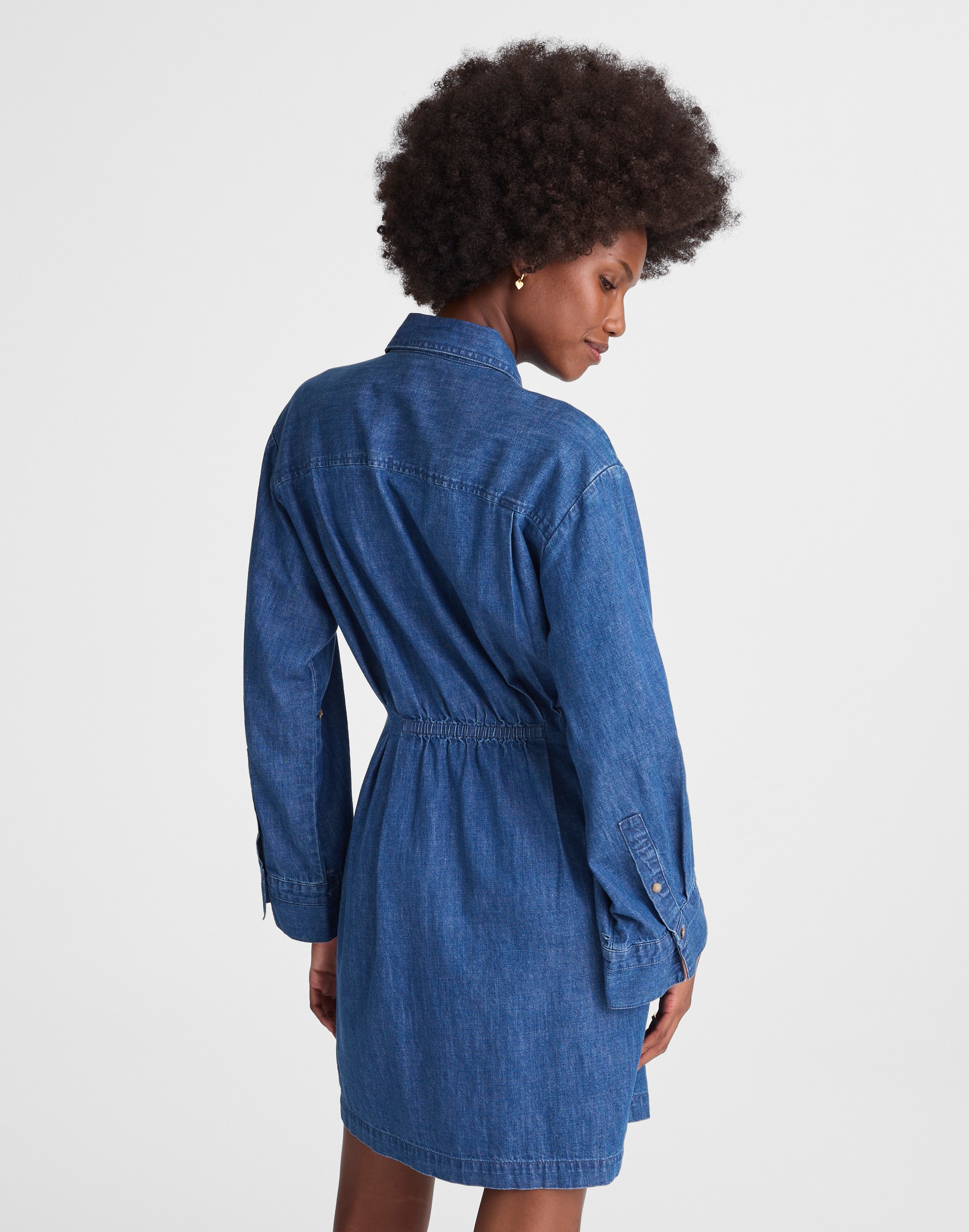 Denim Pleated Mini Shirtdress
