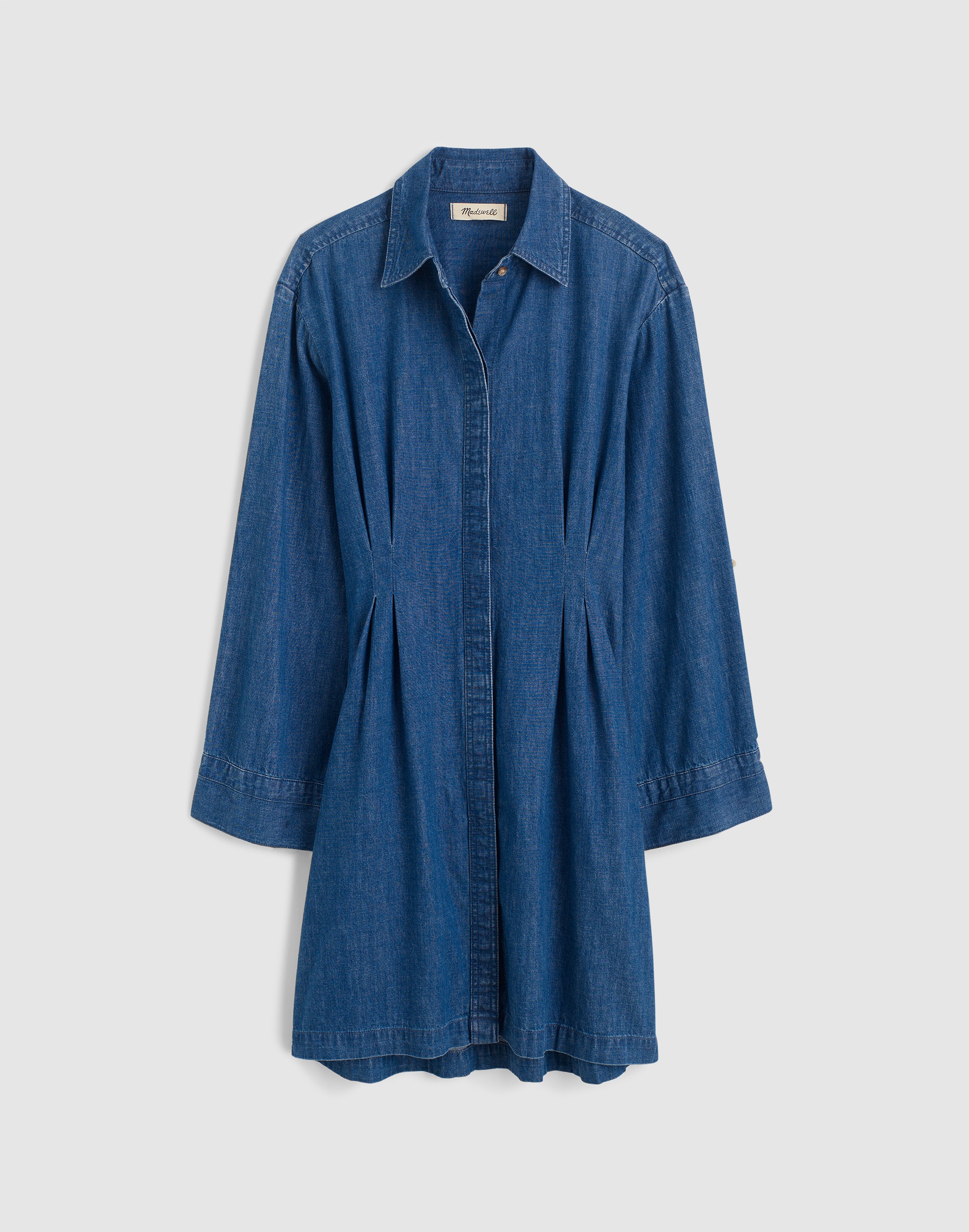 Denim Pleated Mini Shirtdress Alternate Image 6