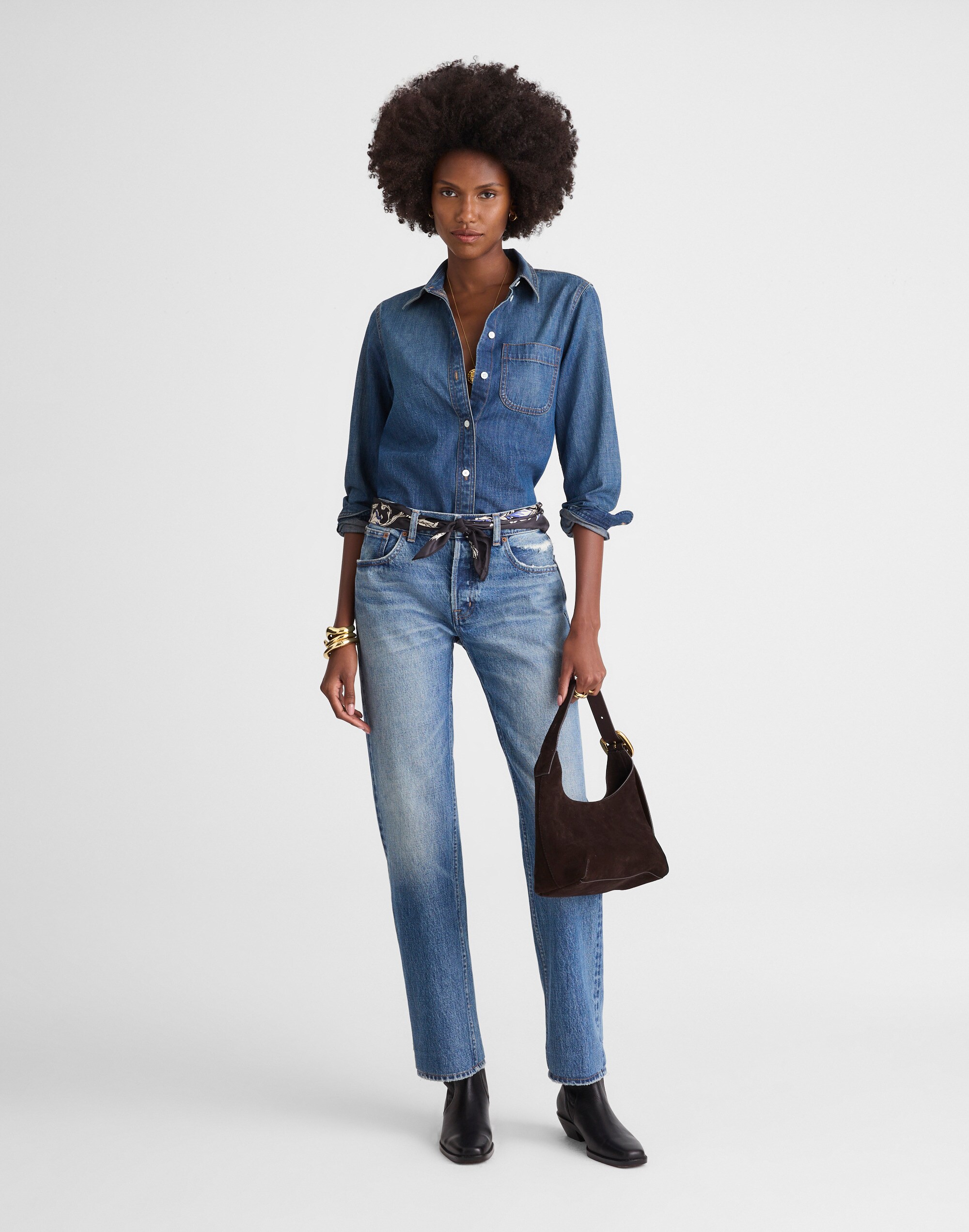 Tuckable Denim Shirt in Greendale Wash Alternate Image 1