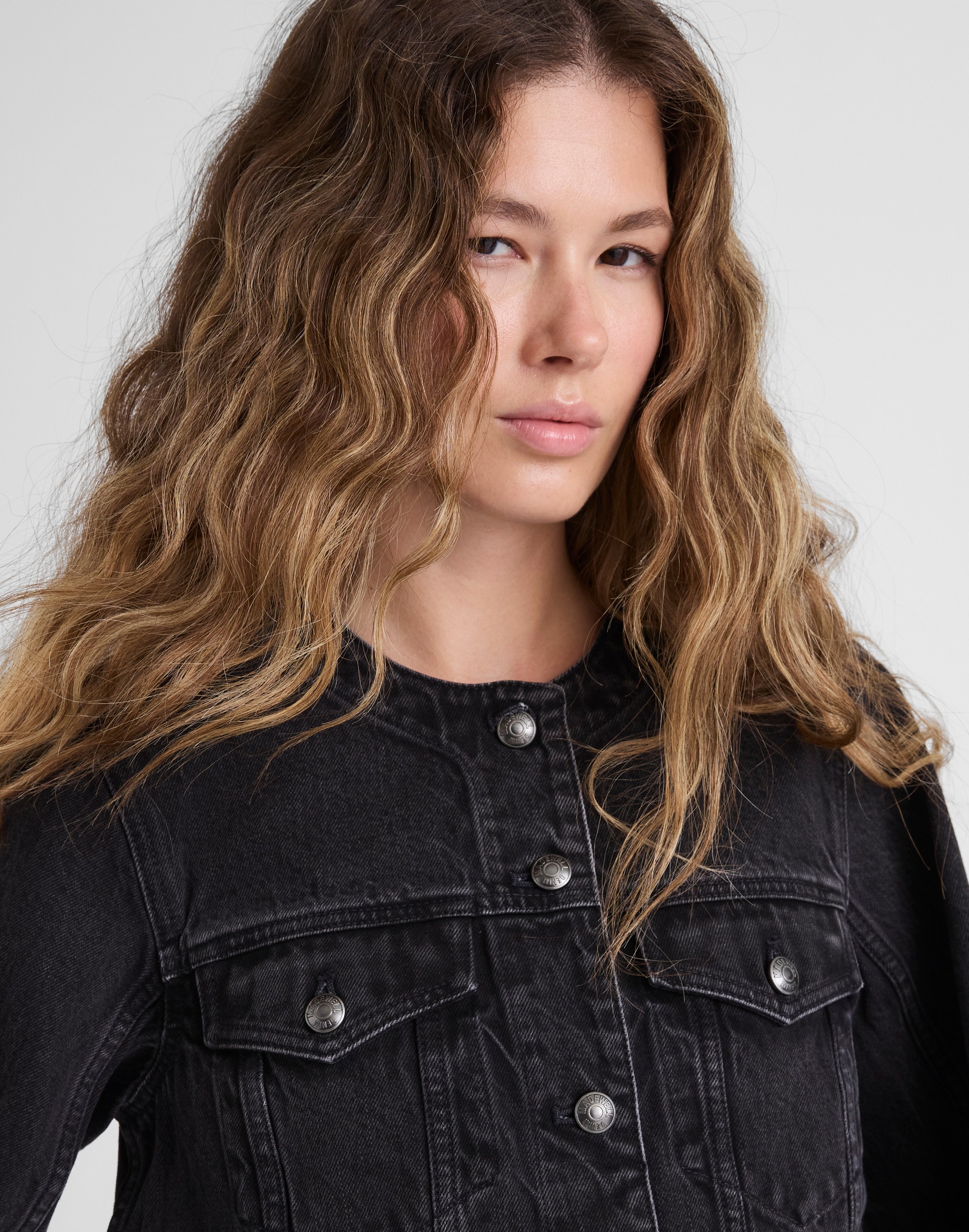 Denim Cocoon-Sleeve Cropped Jacket Alternate Image 1