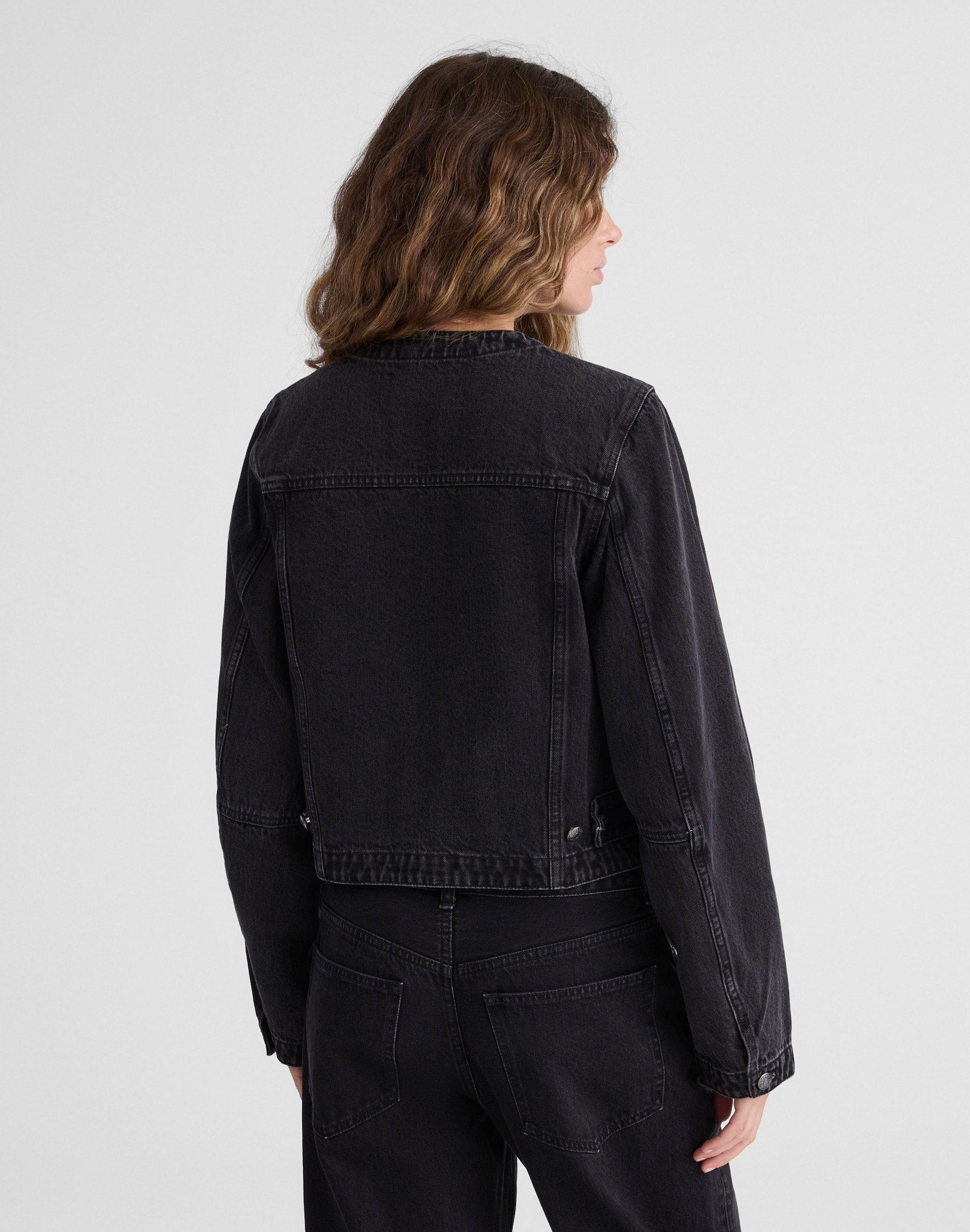 Denim Cocoon-Sleeve Cropped Jacket Alternate Image 4
