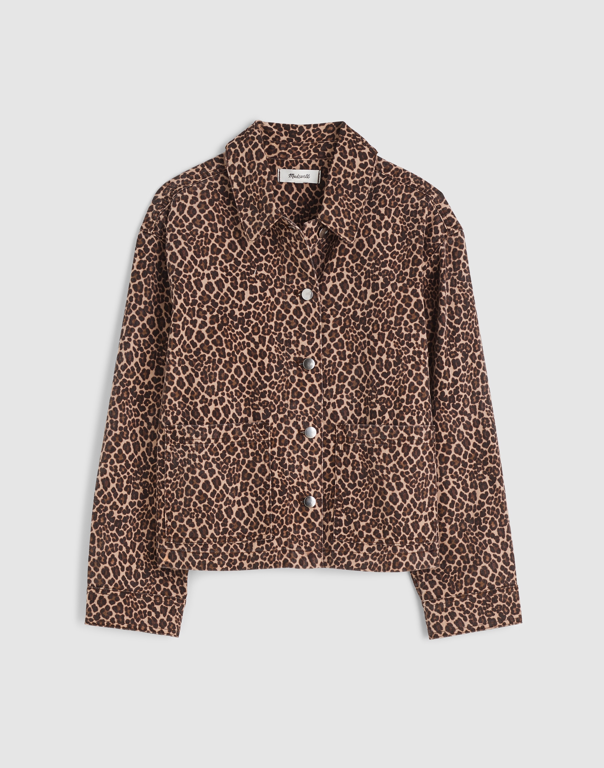 Denim Trapeze Jacket in Leopard