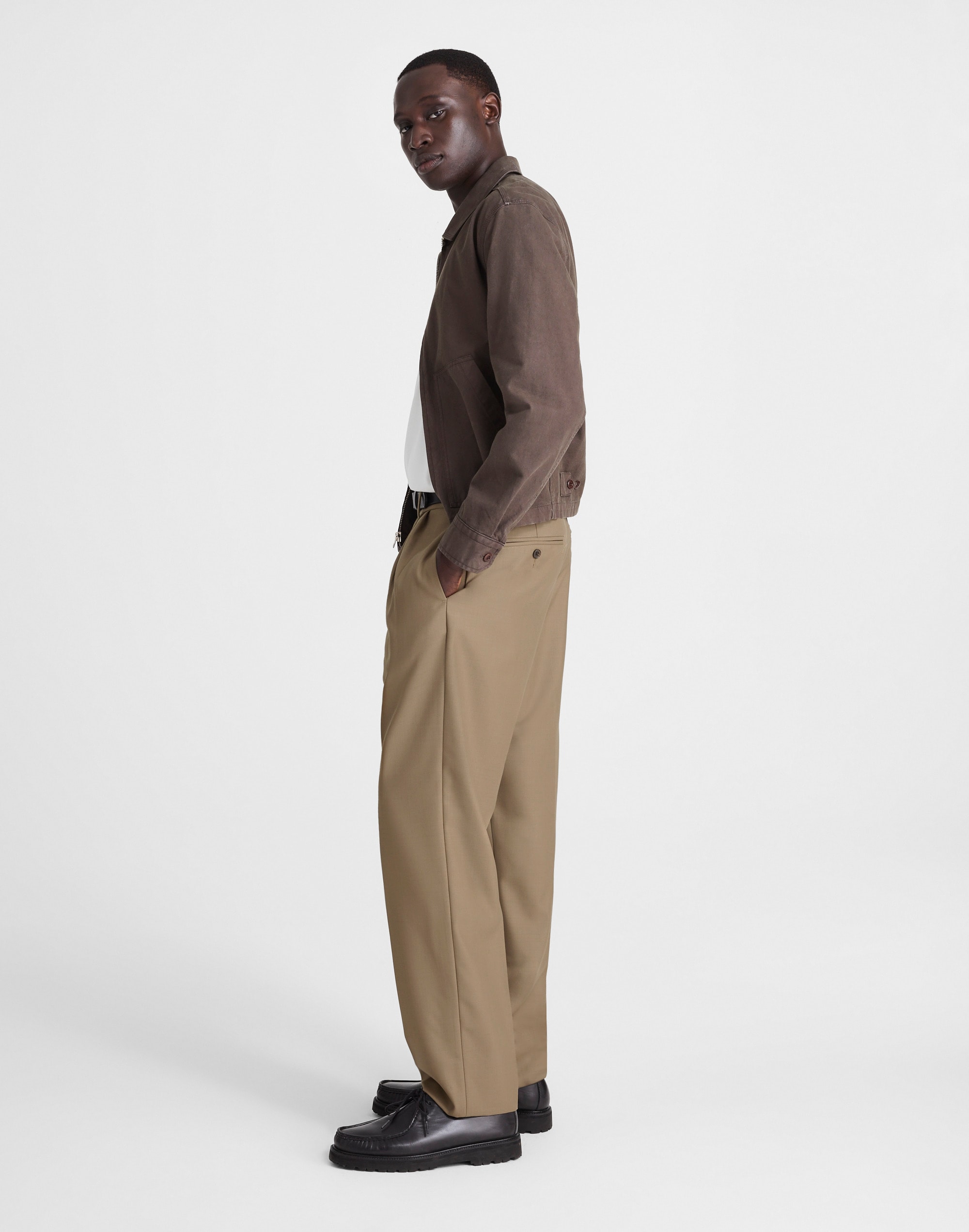 Double-Pleated Trousers in Wool Blend