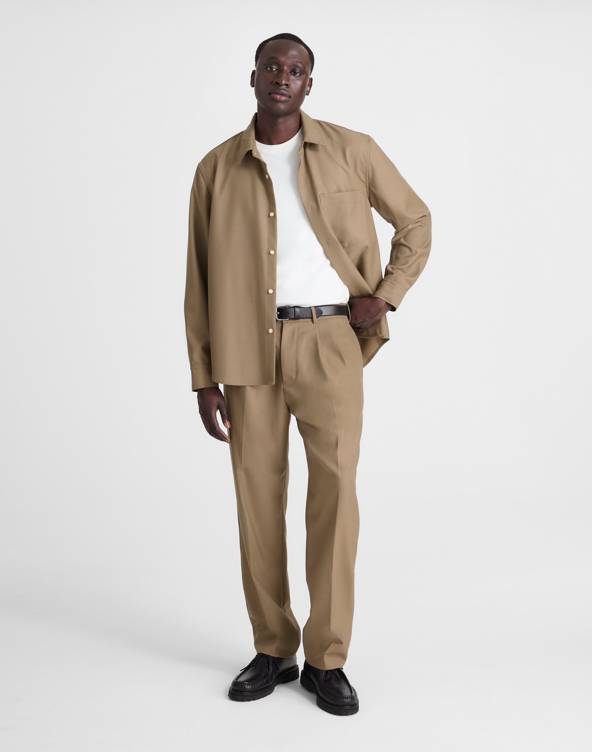 Double-Pleated Trousers in Wool Blend