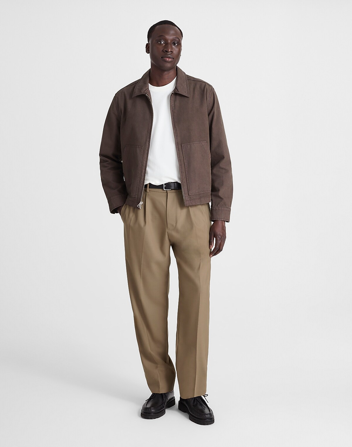 Double-Pleated Trousers in Wool Blend