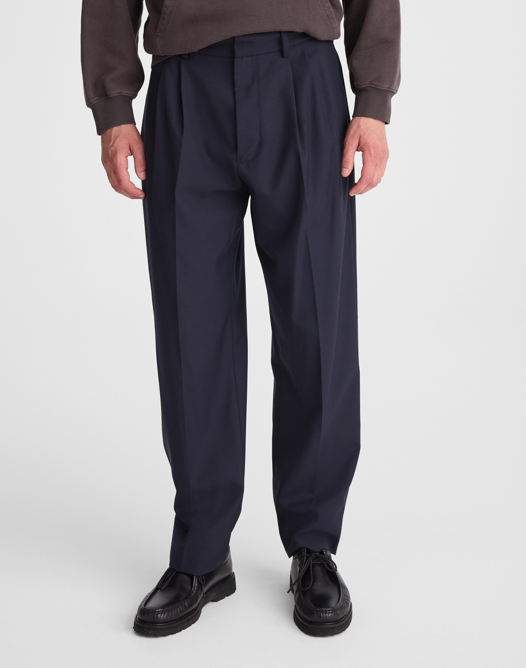 Double-Pleated Trousers in Wool Blend