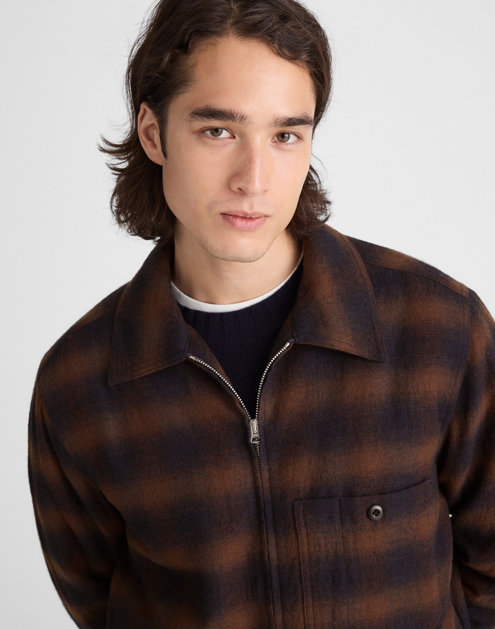 Zip-Front Jacket in Japanese Flannel