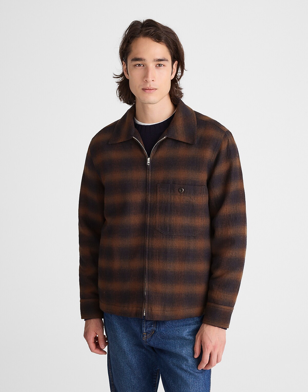 Zip-Front Jacket in Japanese Flannel