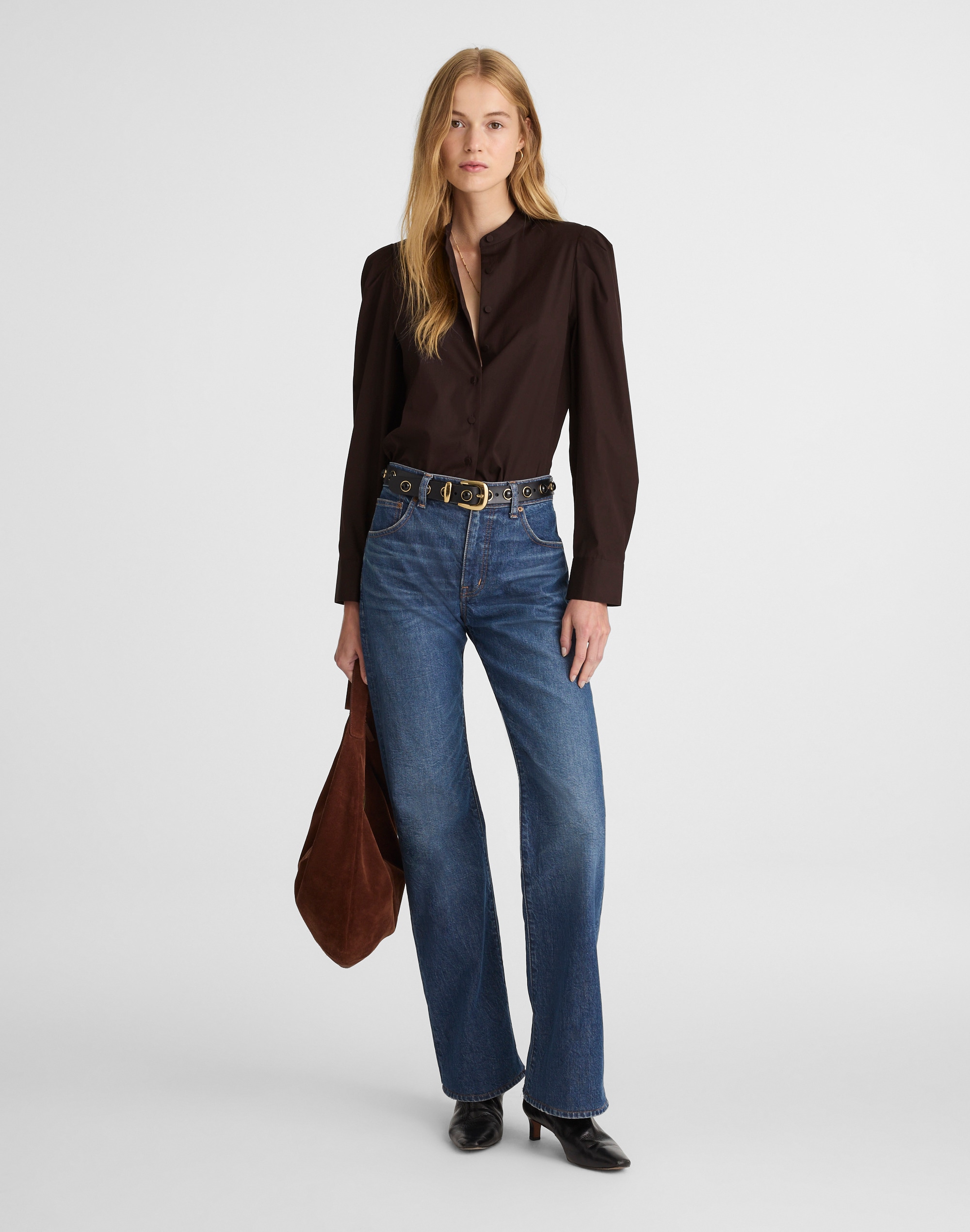 Puff-Sleeve Button-Up Shirt