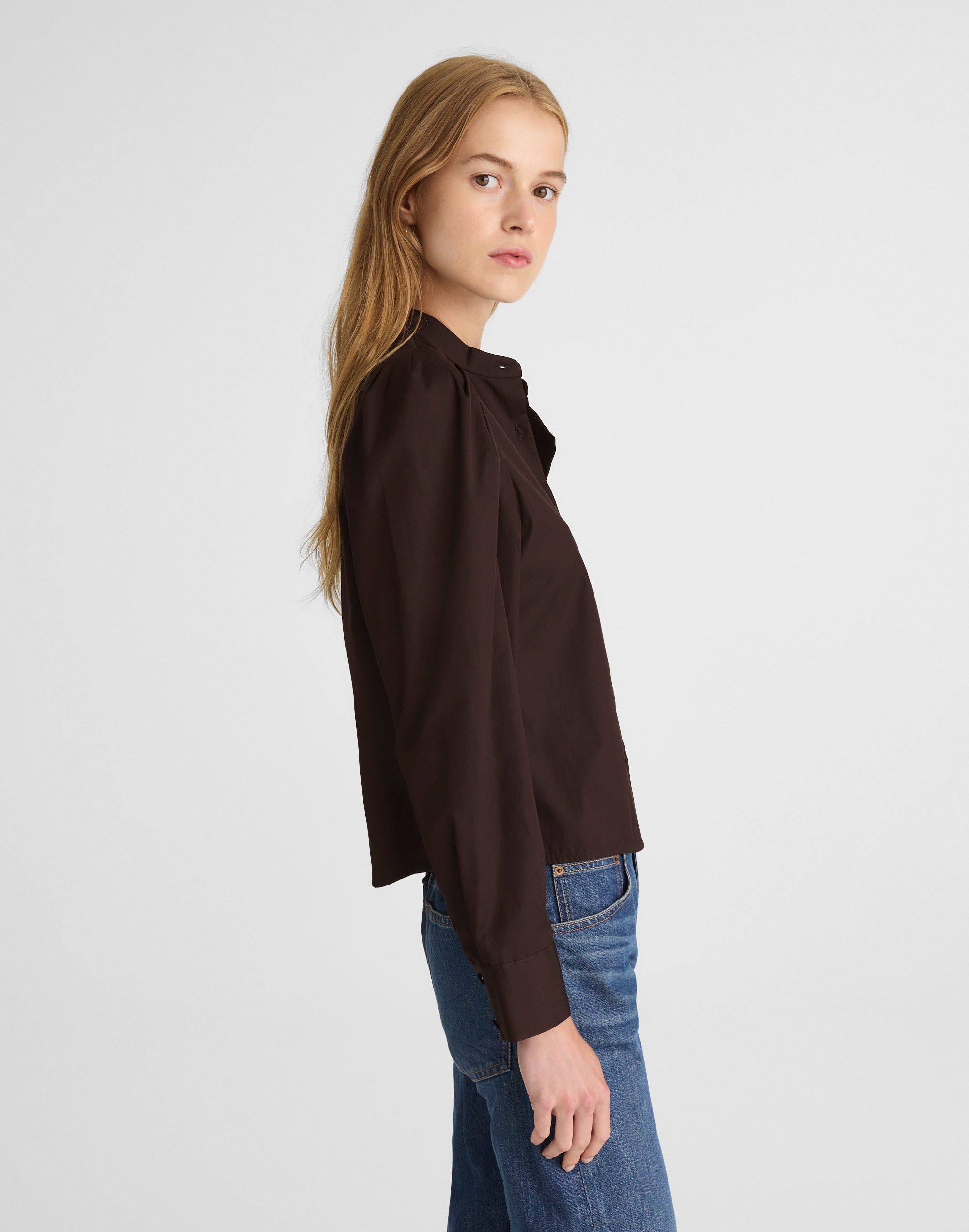 Puff-Sleeve Button-Up Shirt