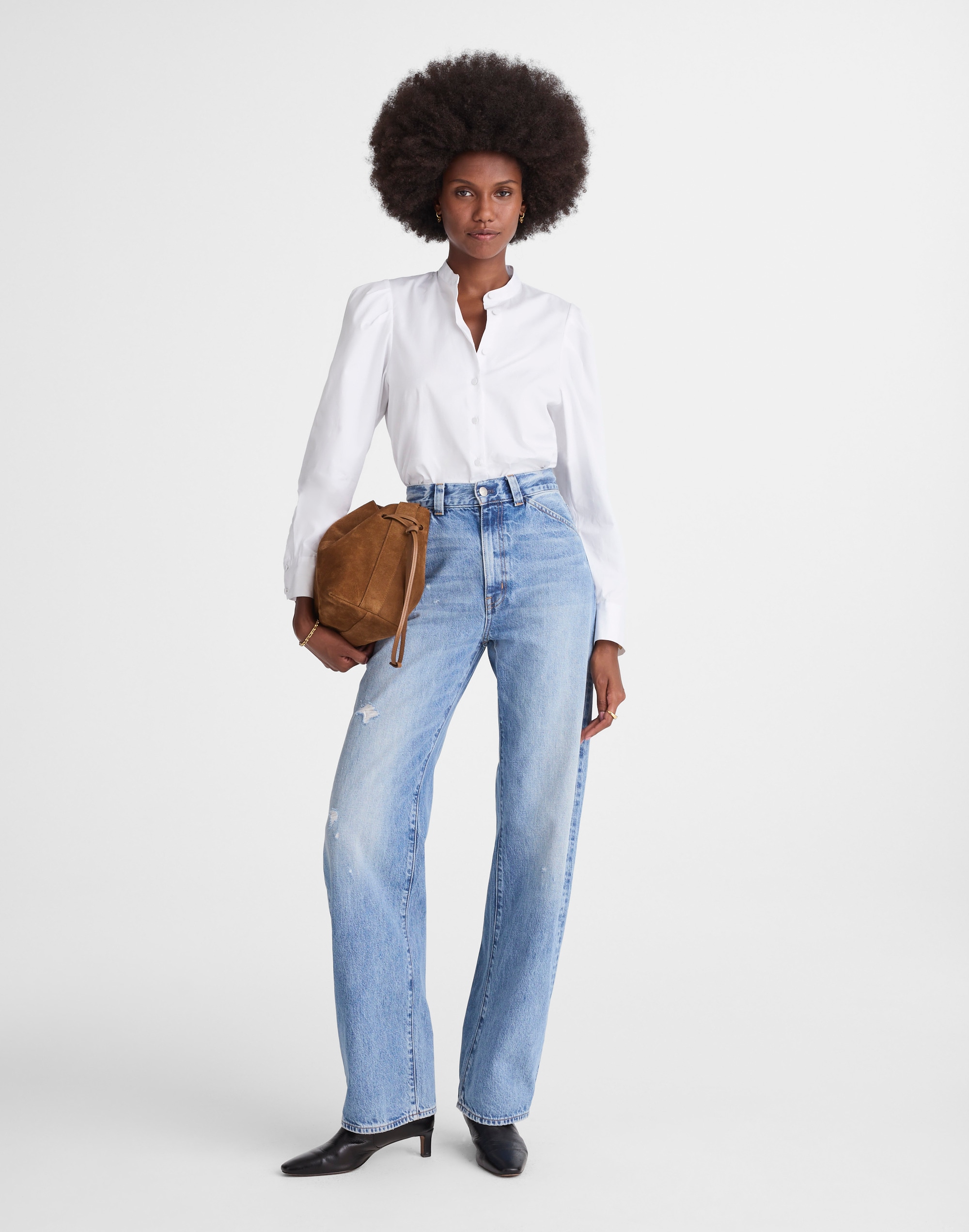 Puff-Sleeve Button-Up Shirt