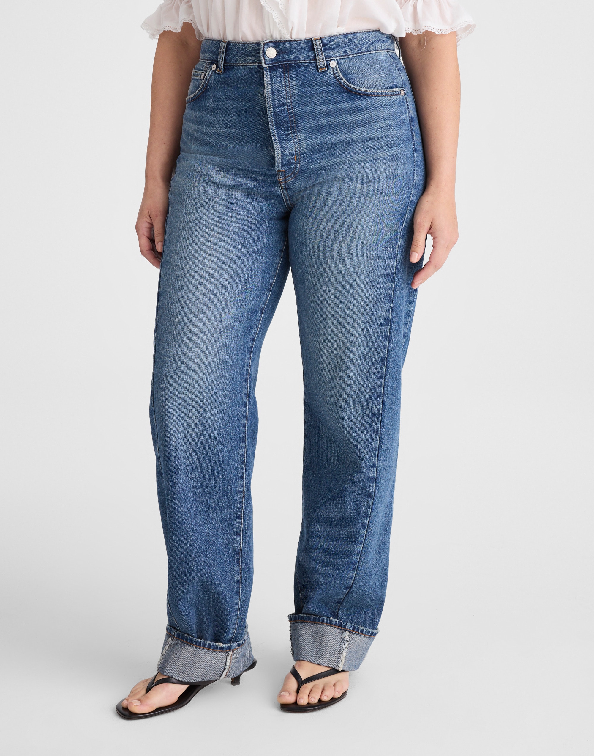 The Plus Curvy Pieced Barrel-Leg Jean