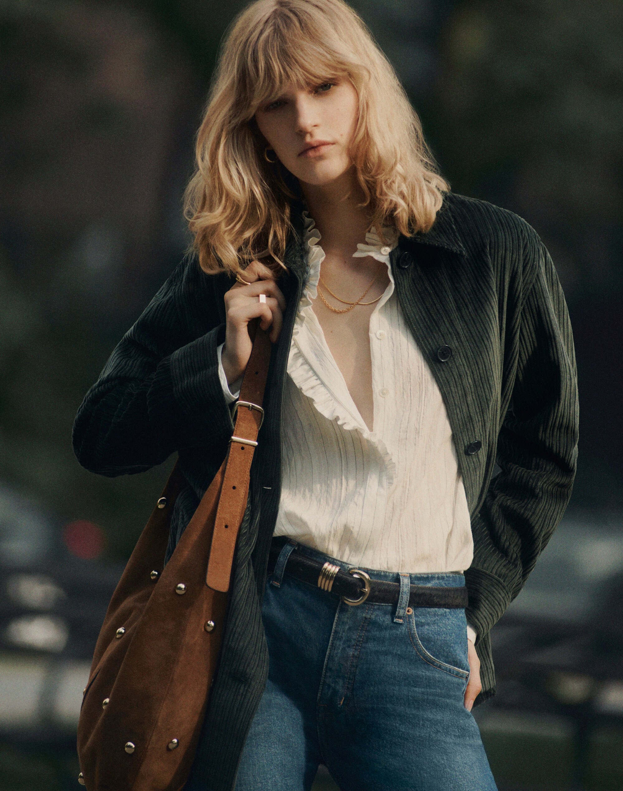 Ruffled Button-Up Top