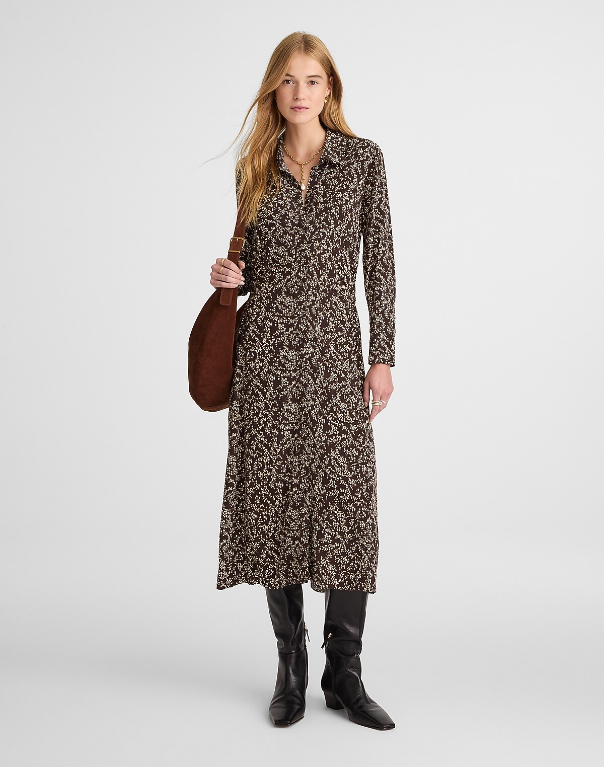 Ruched Midi Shirtdress