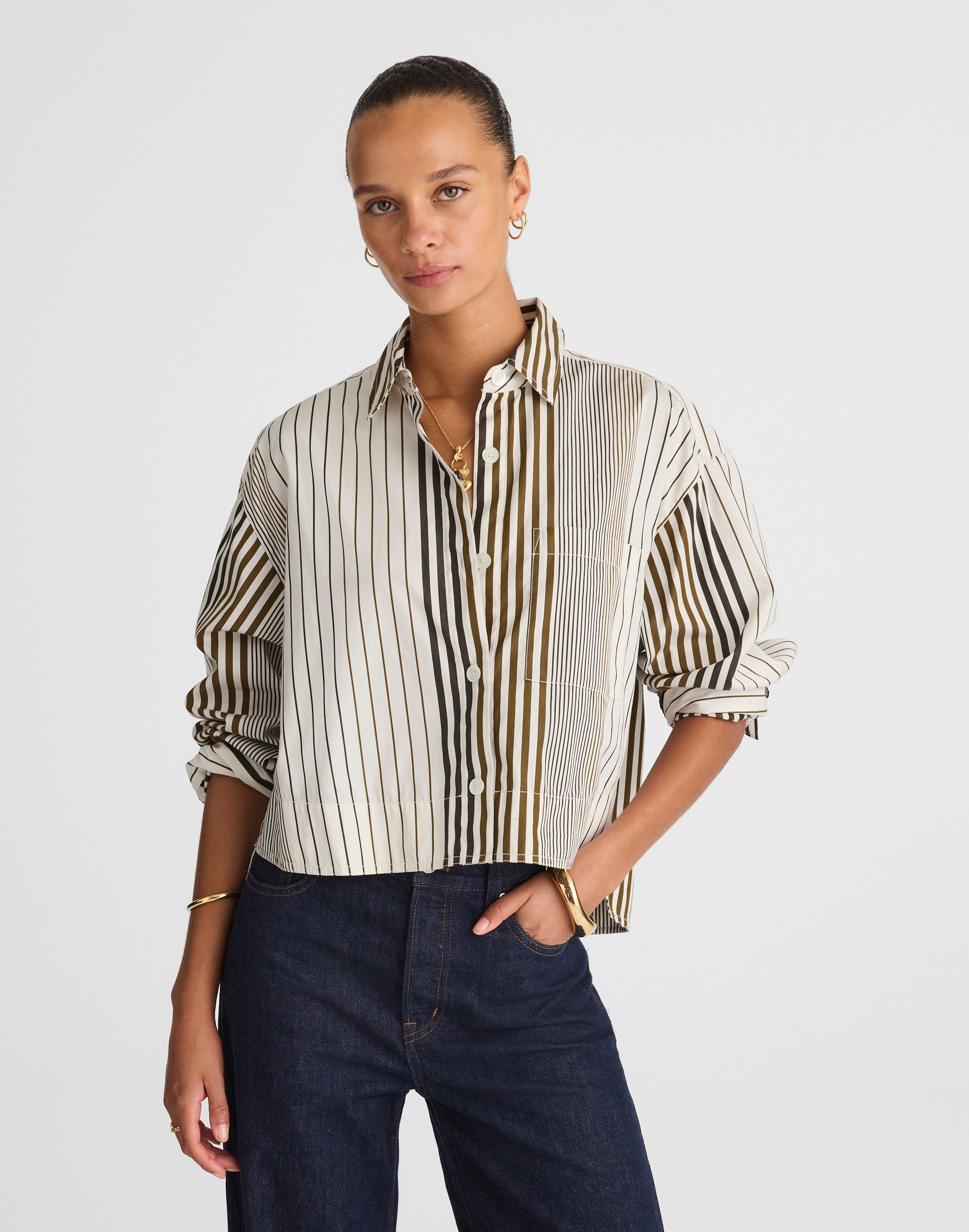 Curve-Hem Shirt Poplin