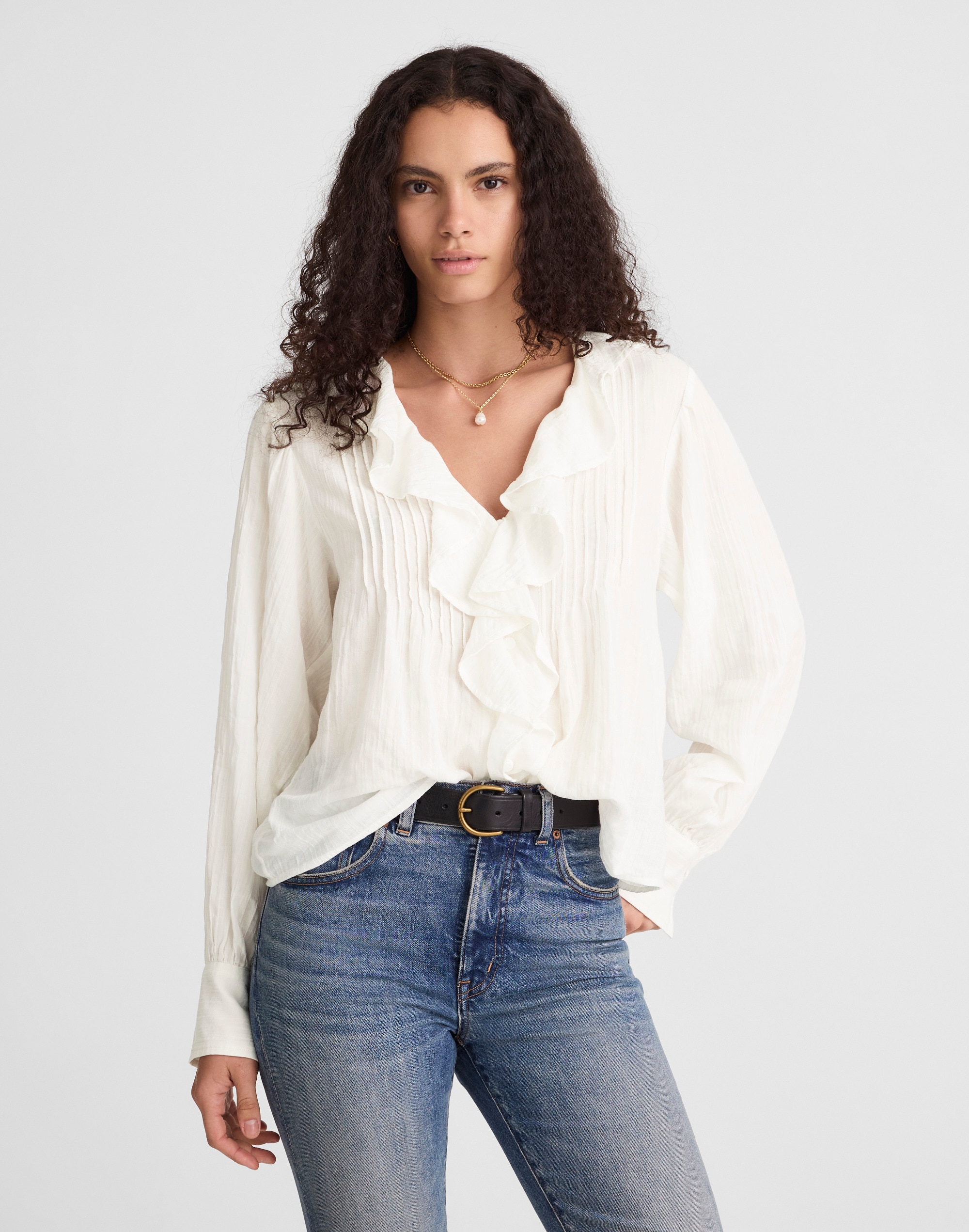 ruffled pintuck top