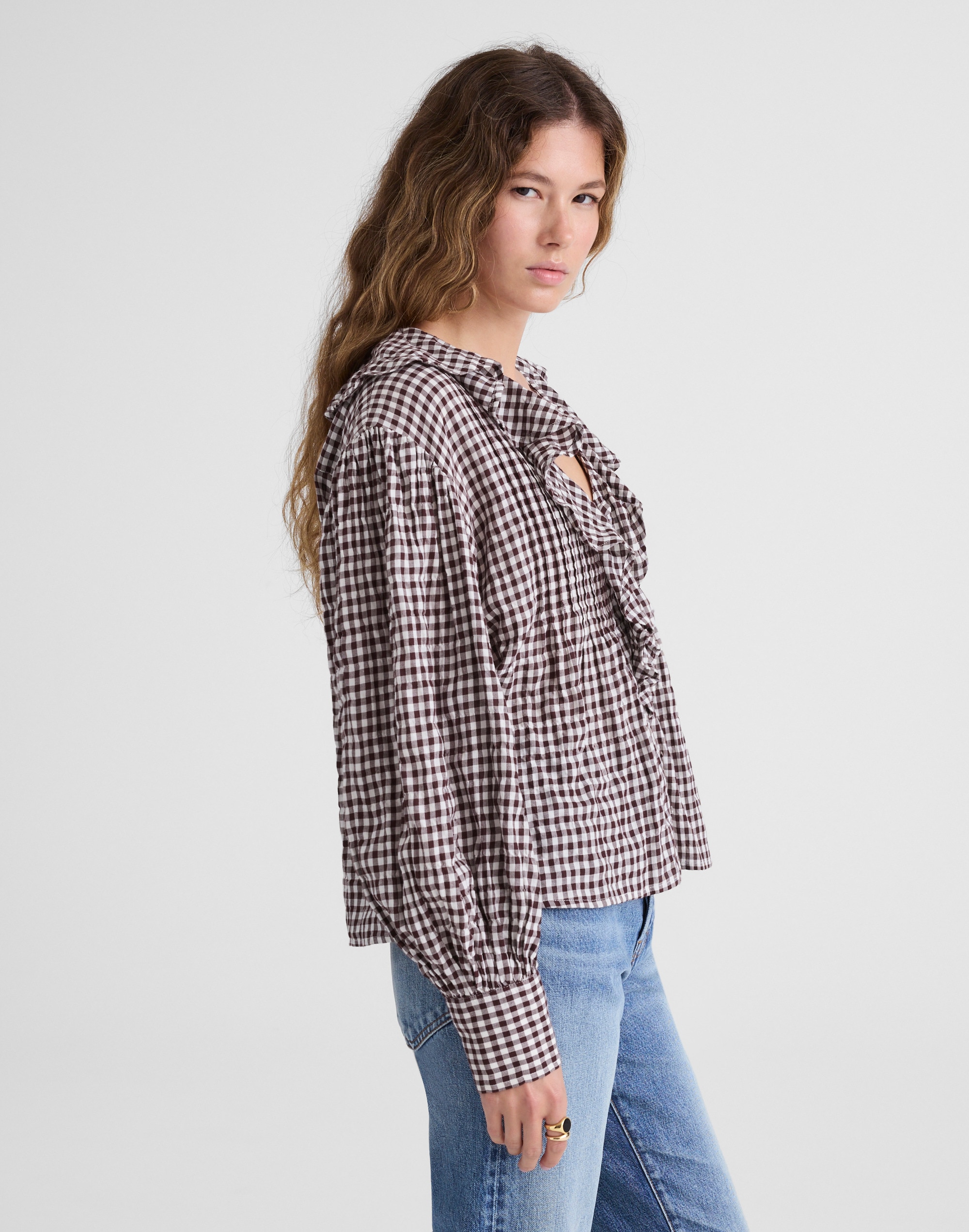 Ruffled Pintuck Top