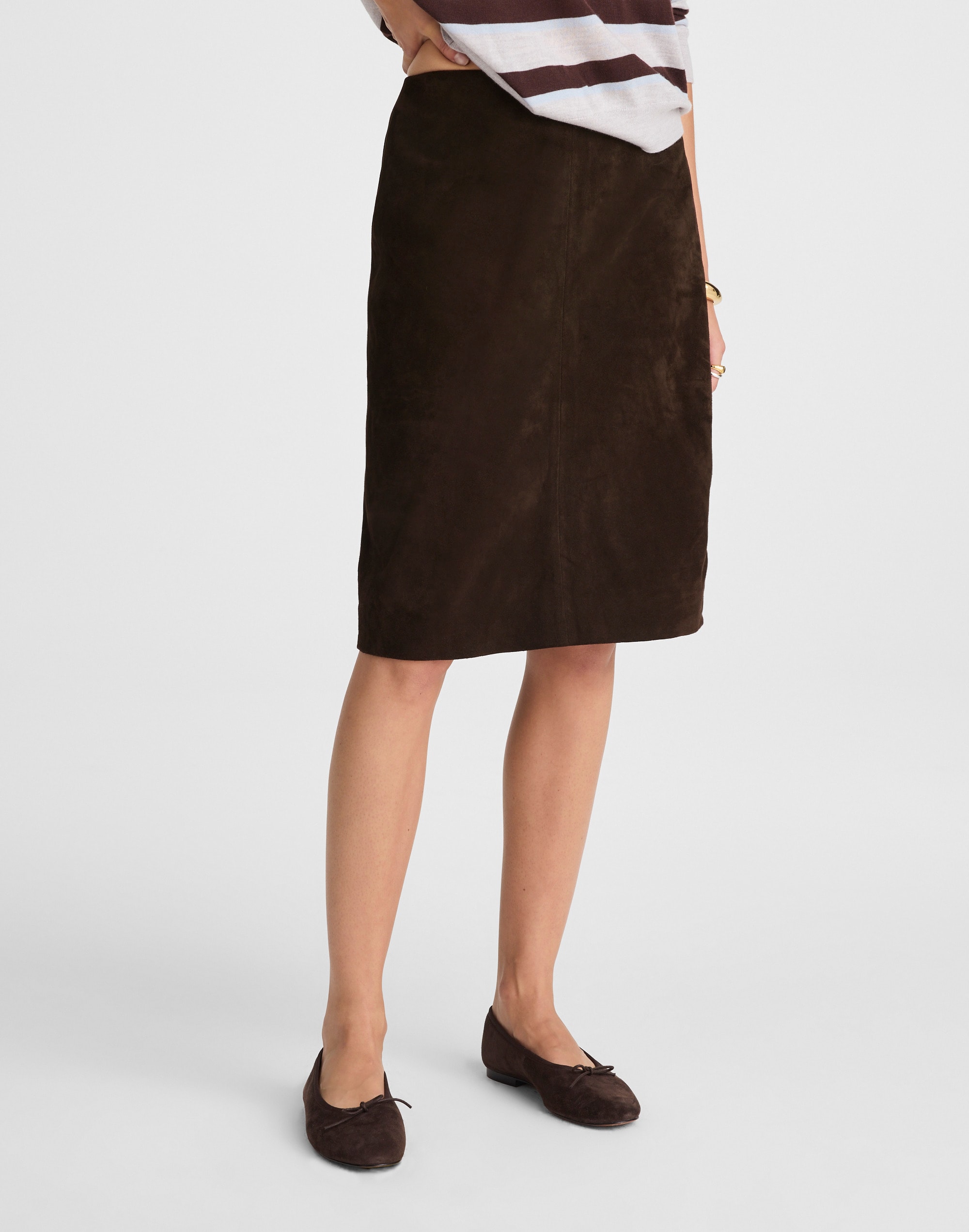 Suede Column Skirt
