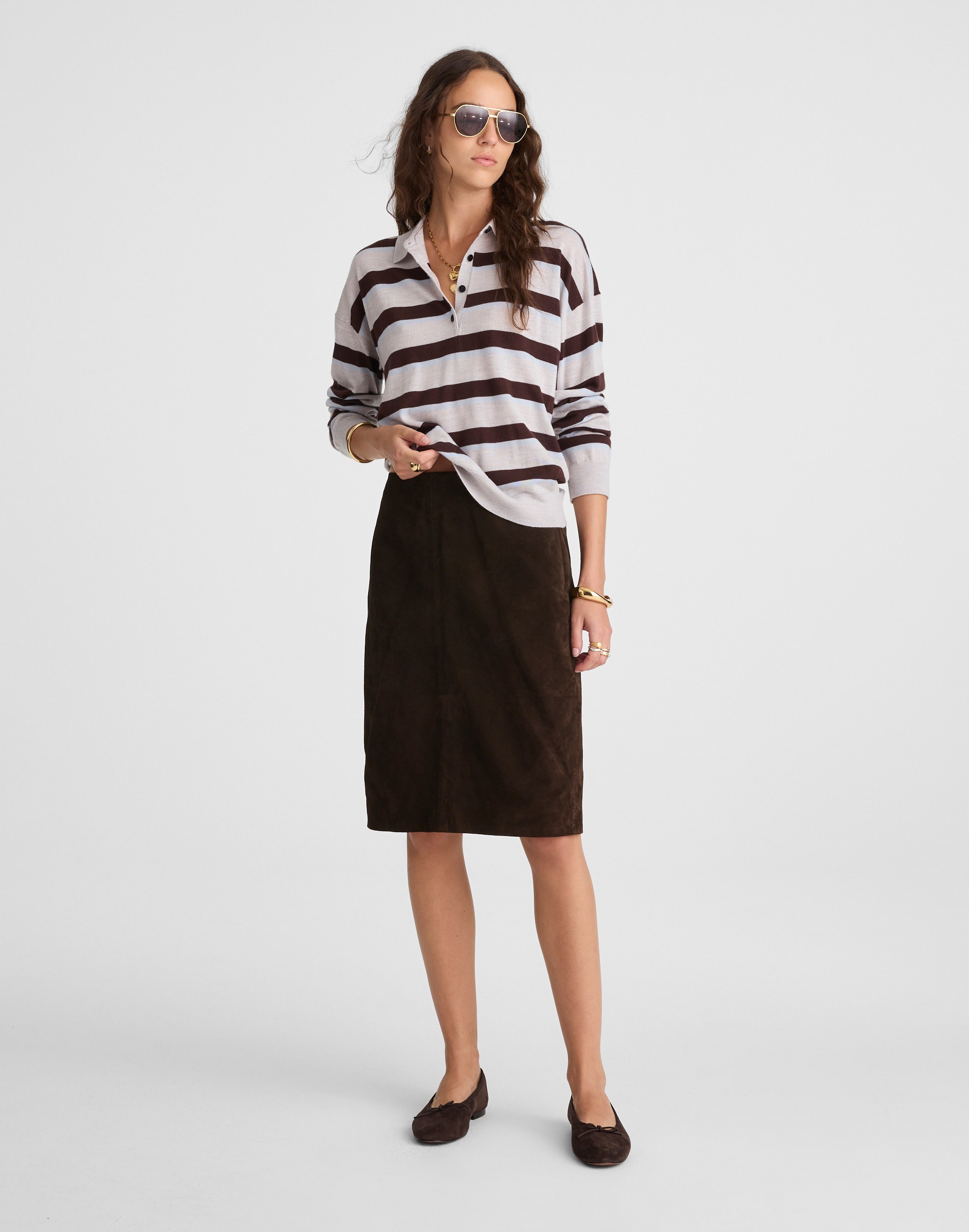 suede column skirt