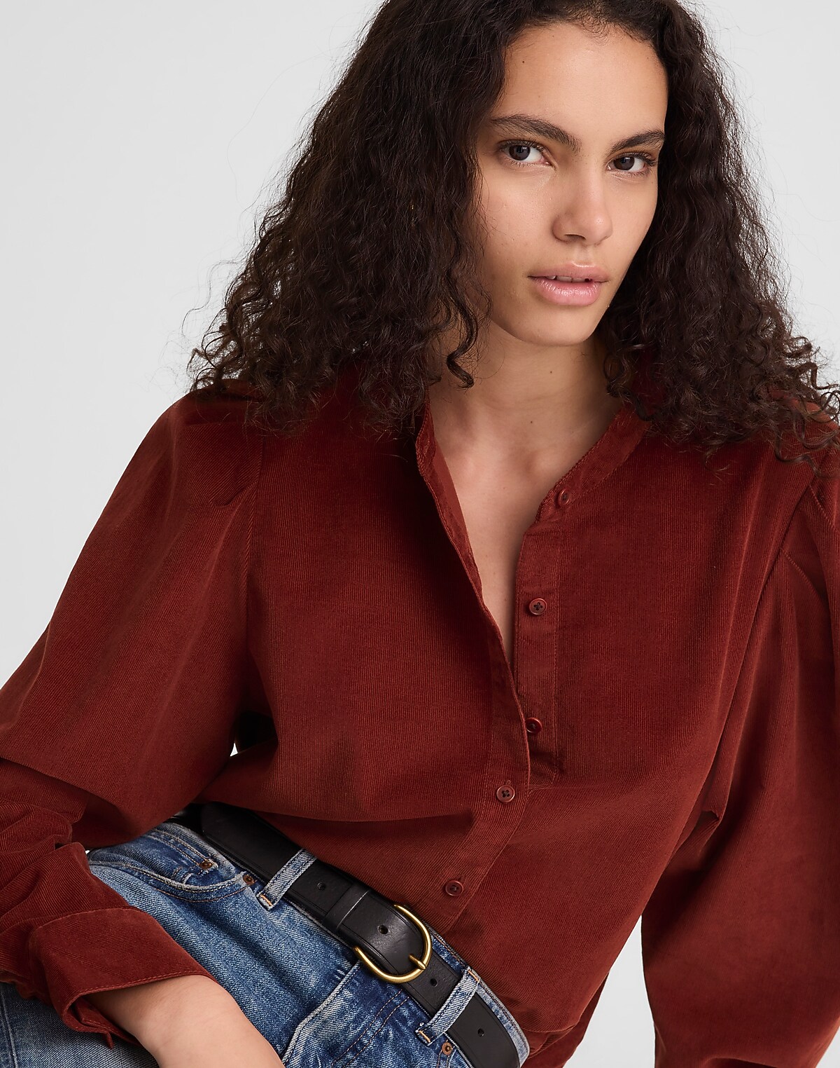 Puff-Sleeve Button-Up Shirt