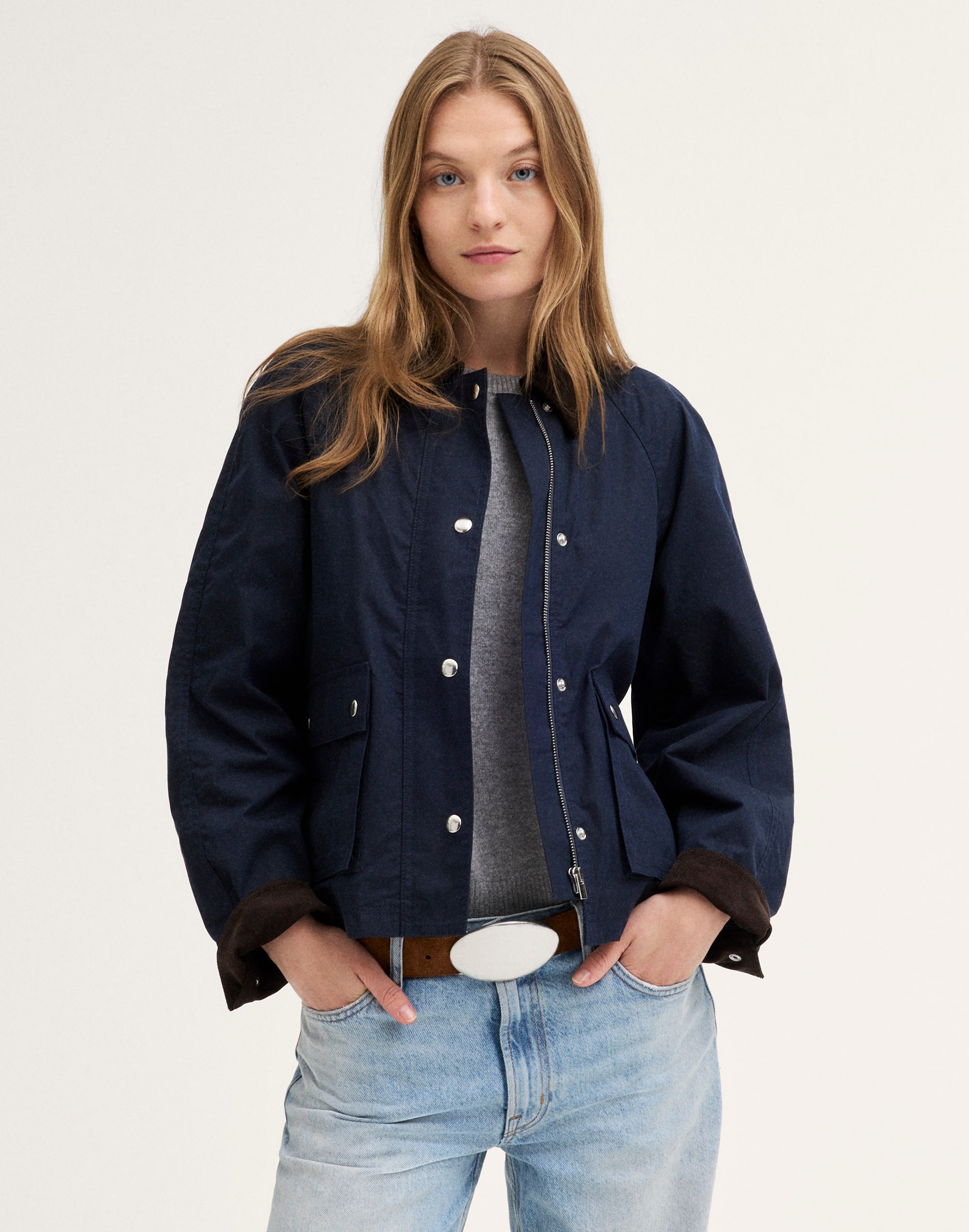 Madewell The Billie Short Jacket In Deep Indigo