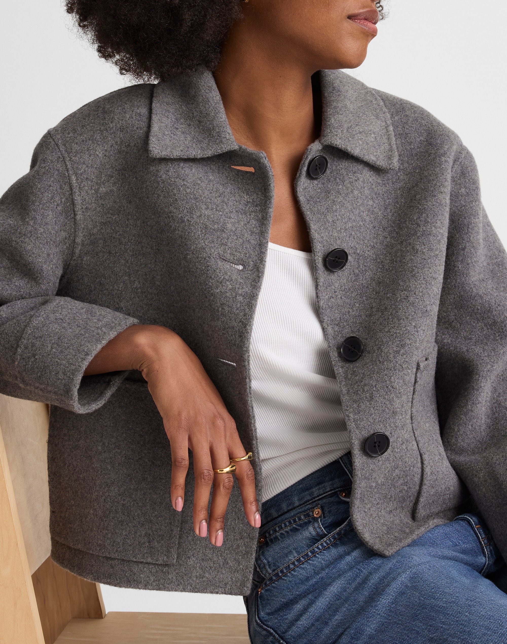 Double-Faced Cropped Chore Jacket