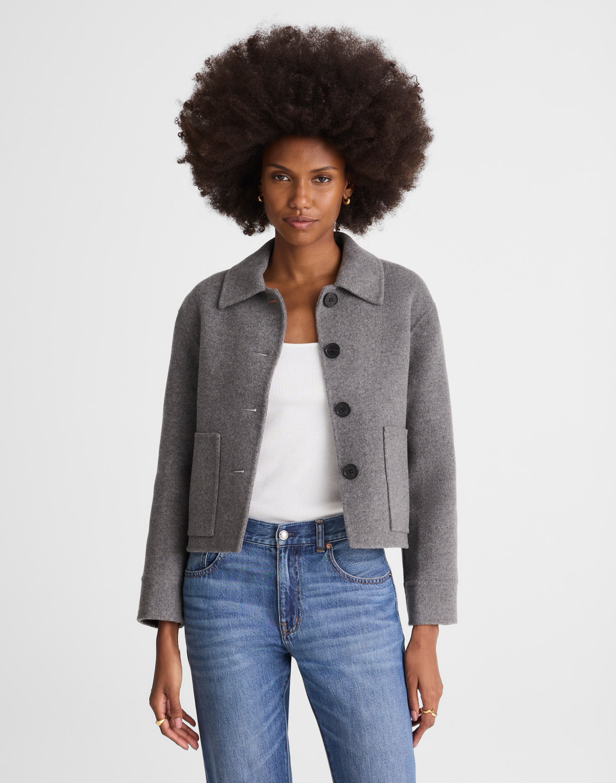Madewell Double-faced Cropped Chore Jacket In Multi